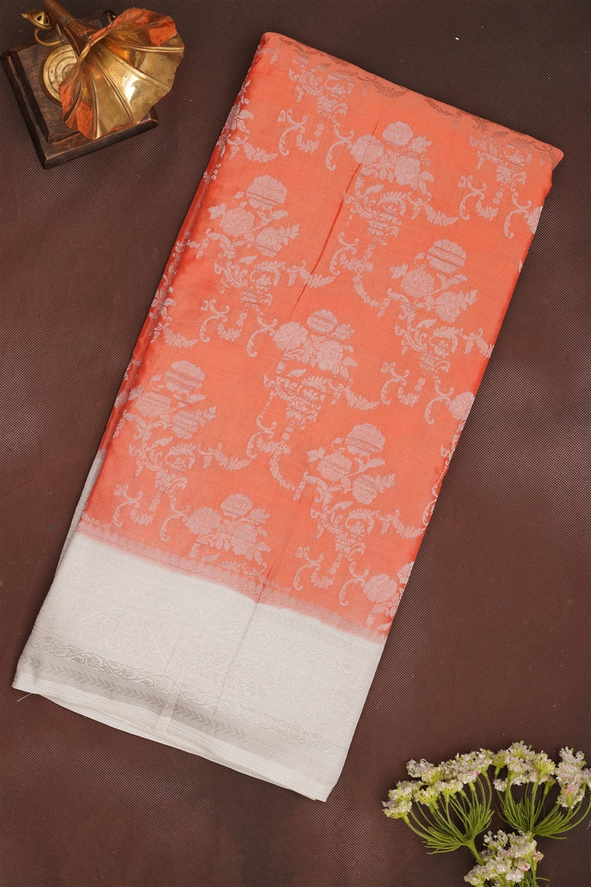 Banarasi Georgette Peach Saree