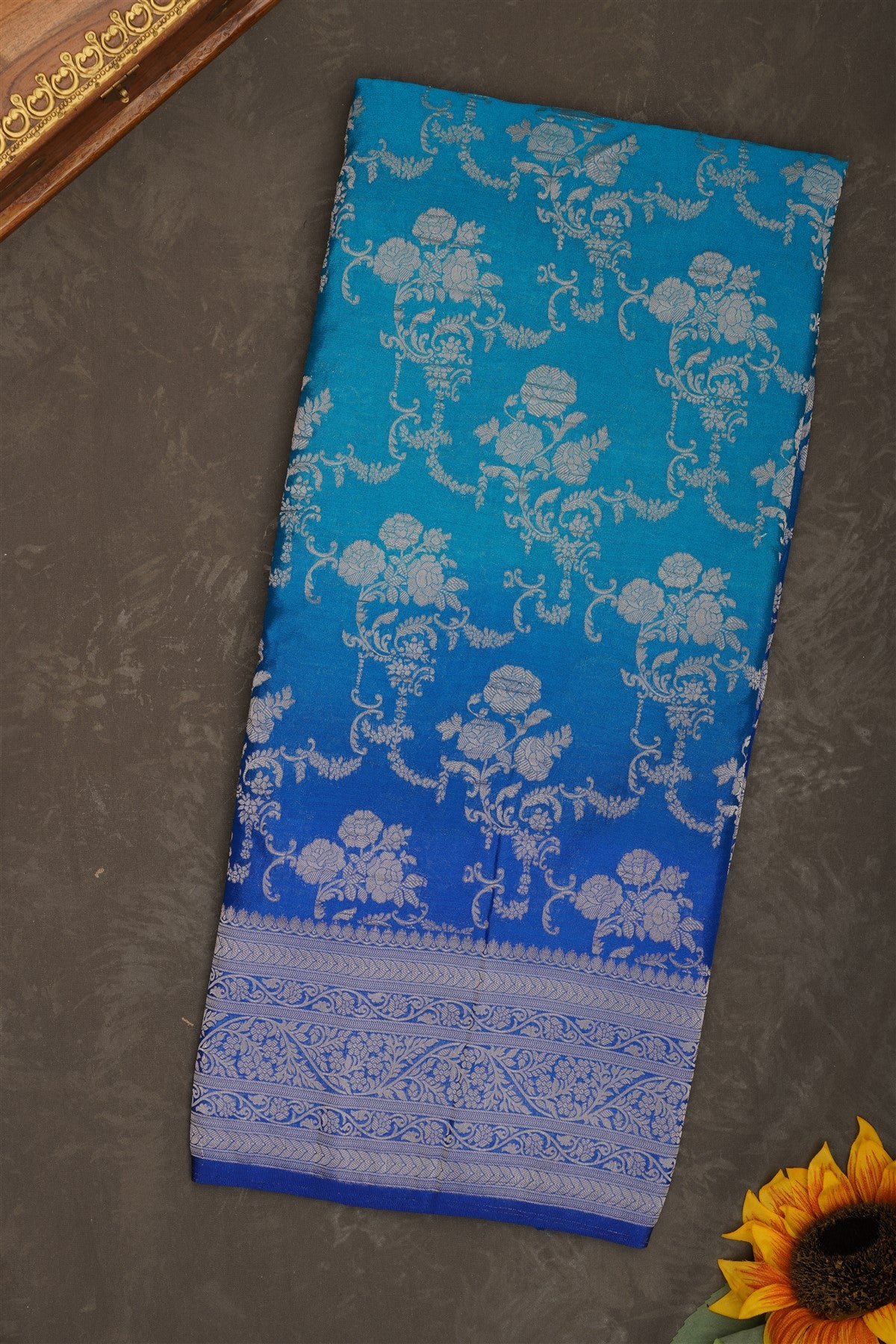 Banarasi Georgette Teal Saree