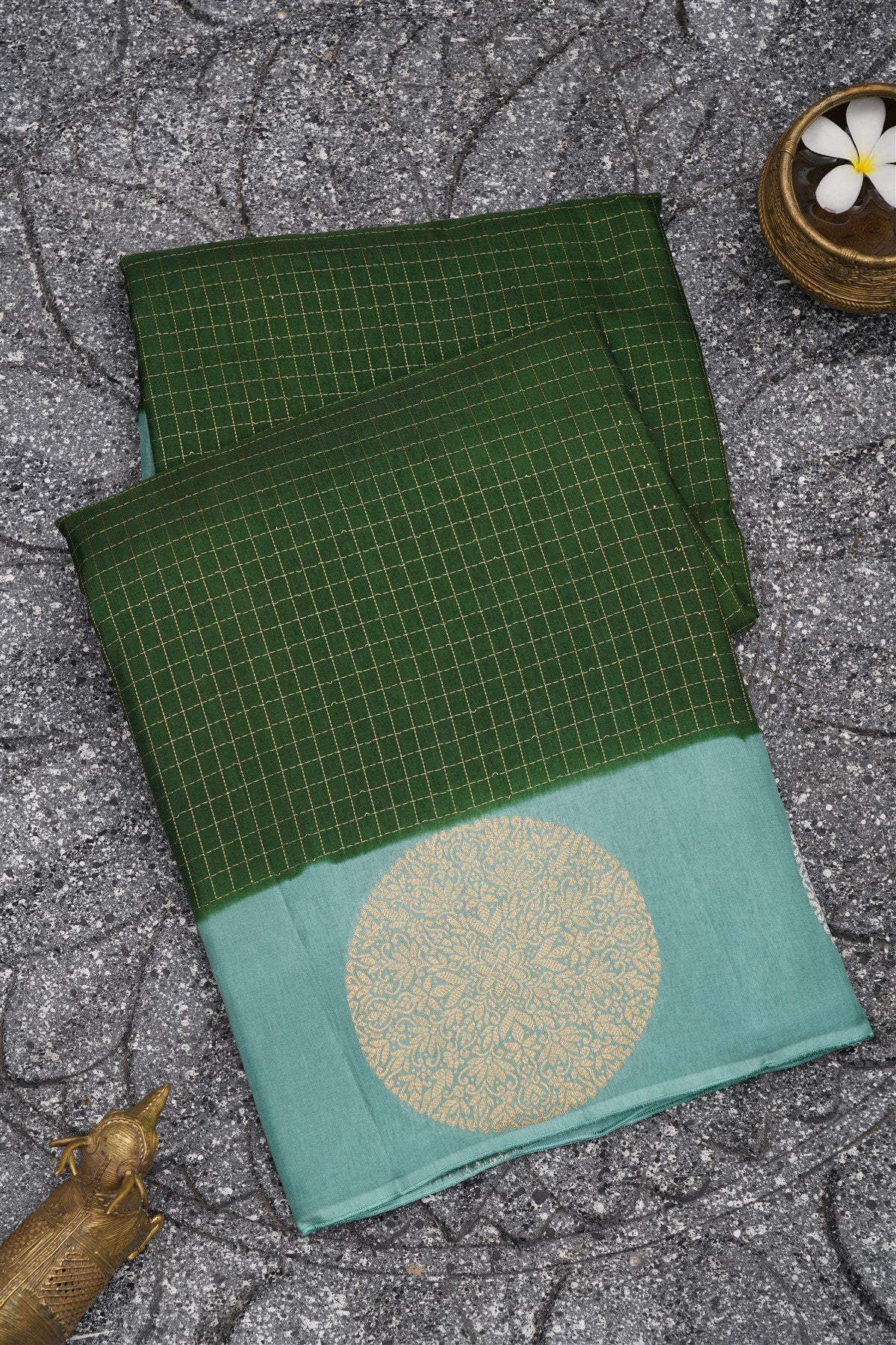 Banarasi Silk Dark Green Saree