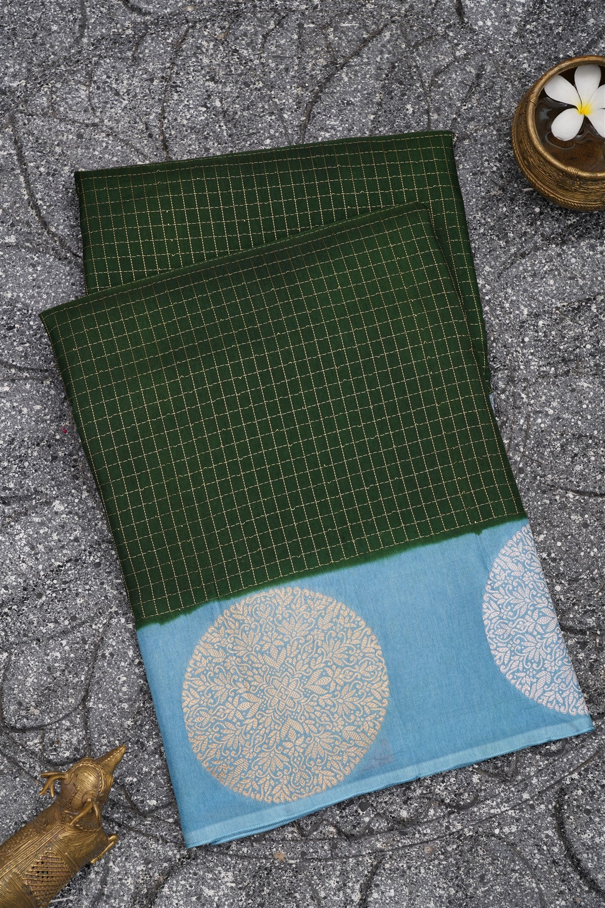 Banarasi Silk Dark Green Saree