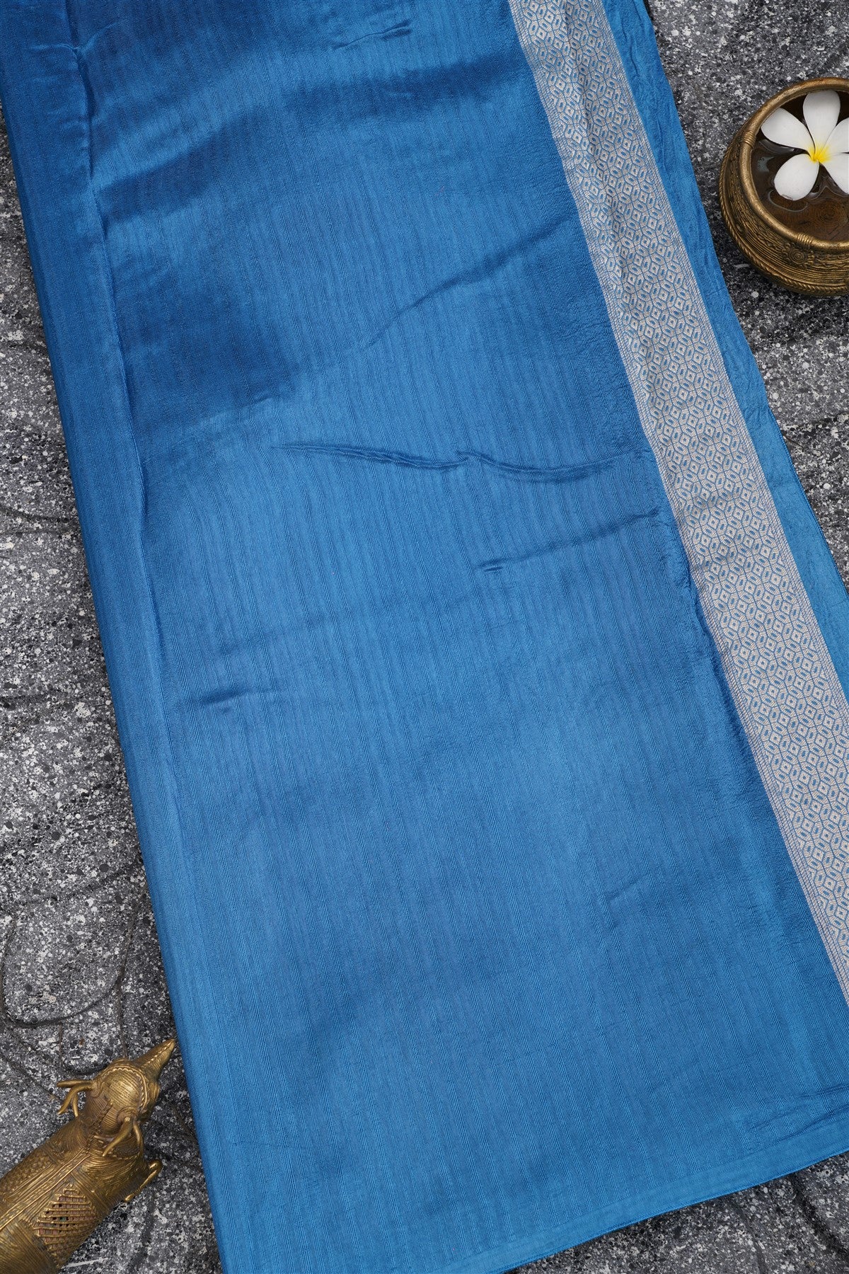 Bhagalpur Matka Silk Blue Saree