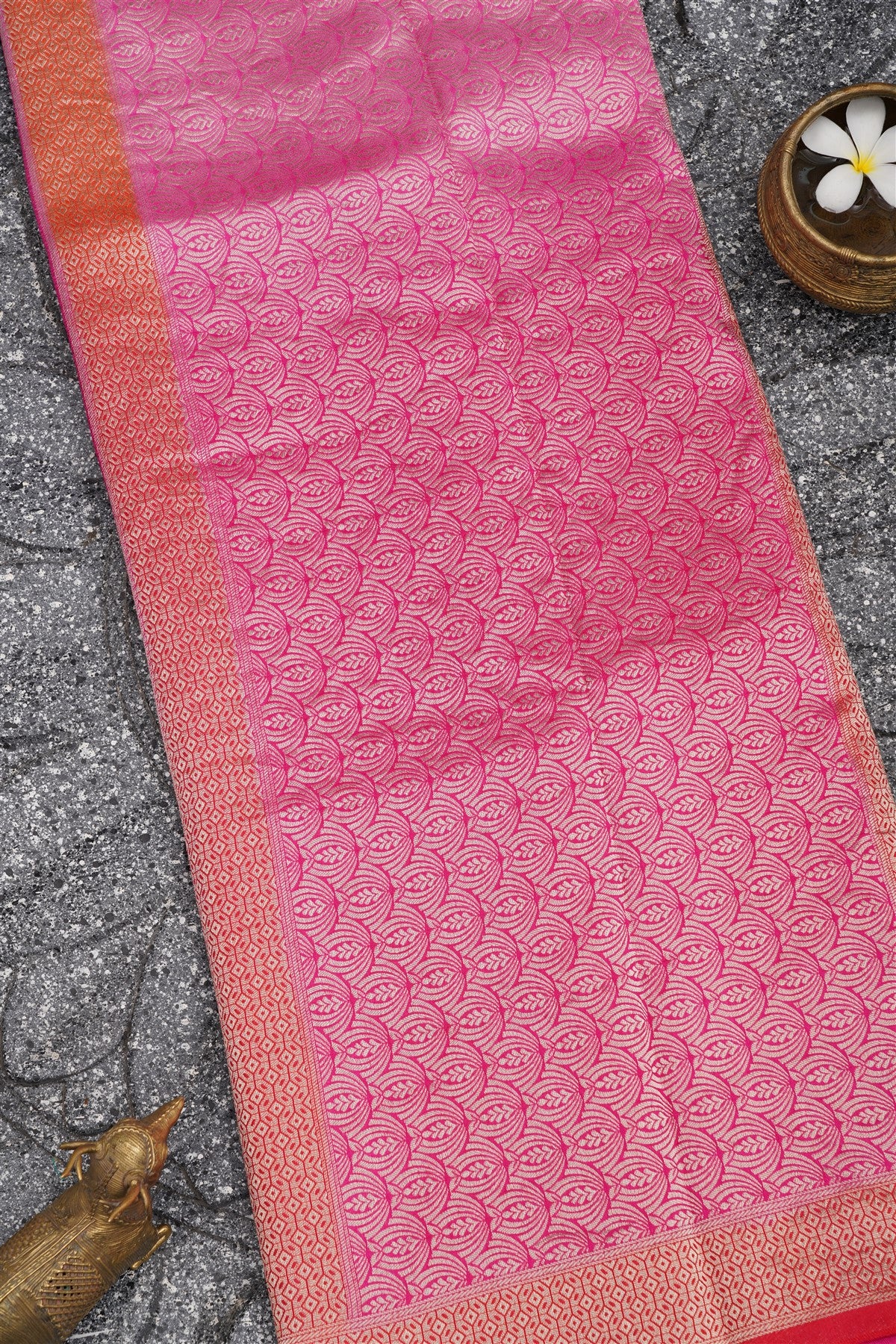 Bhagalpur Matka Silk Dark Pink Saree