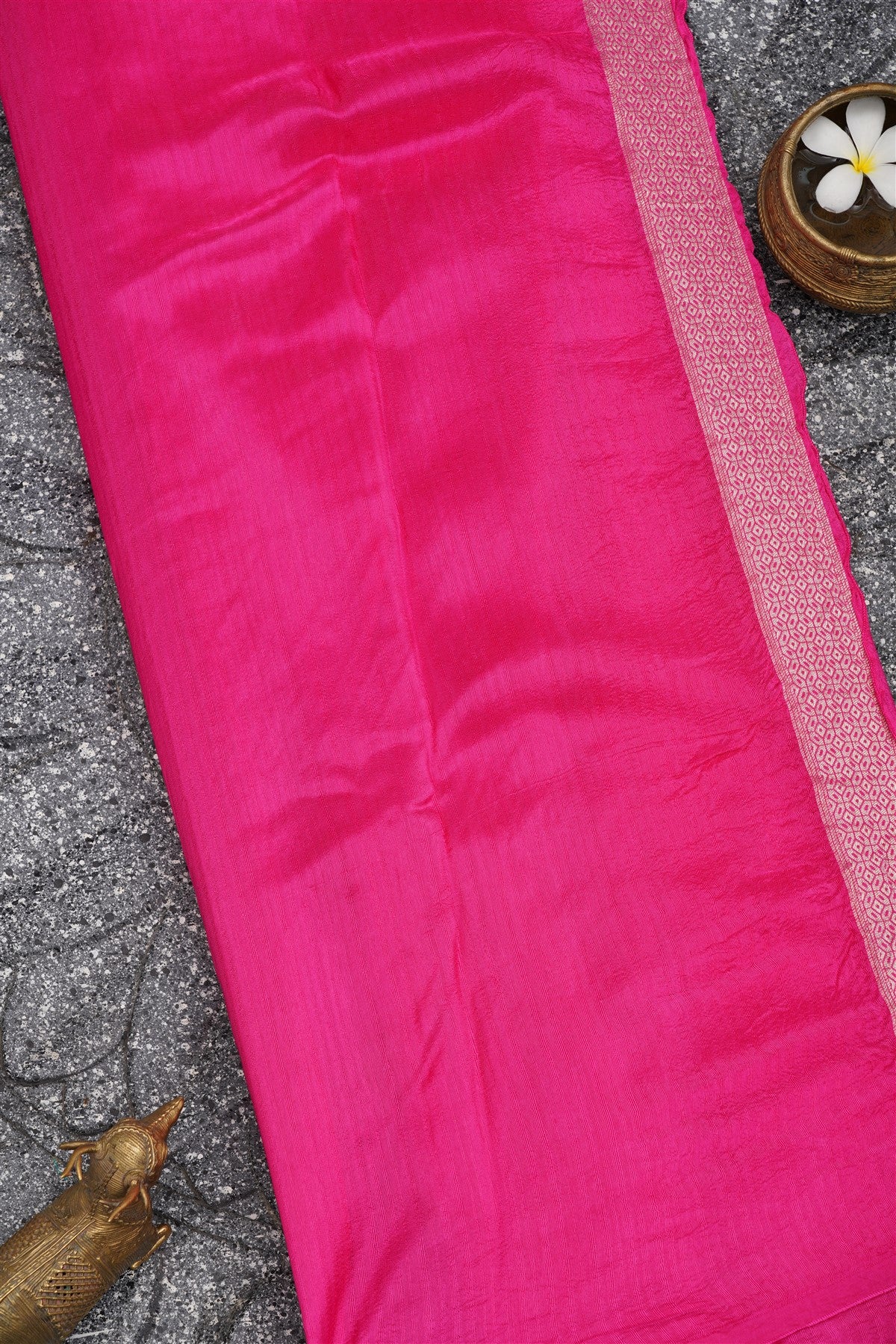 Bhagalpur Matka Silk Dark Pink Saree