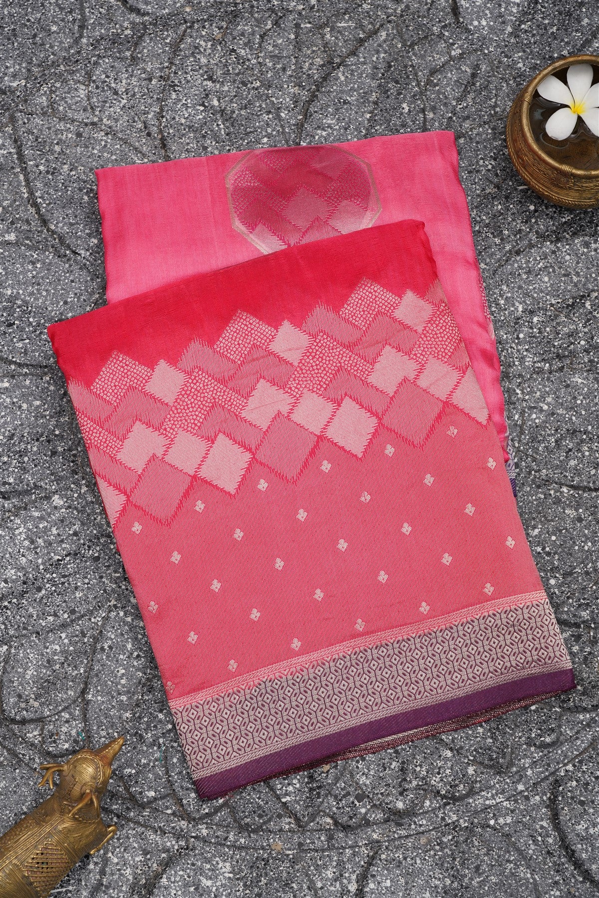 Bhagalpur Matka Silk Pink Saree