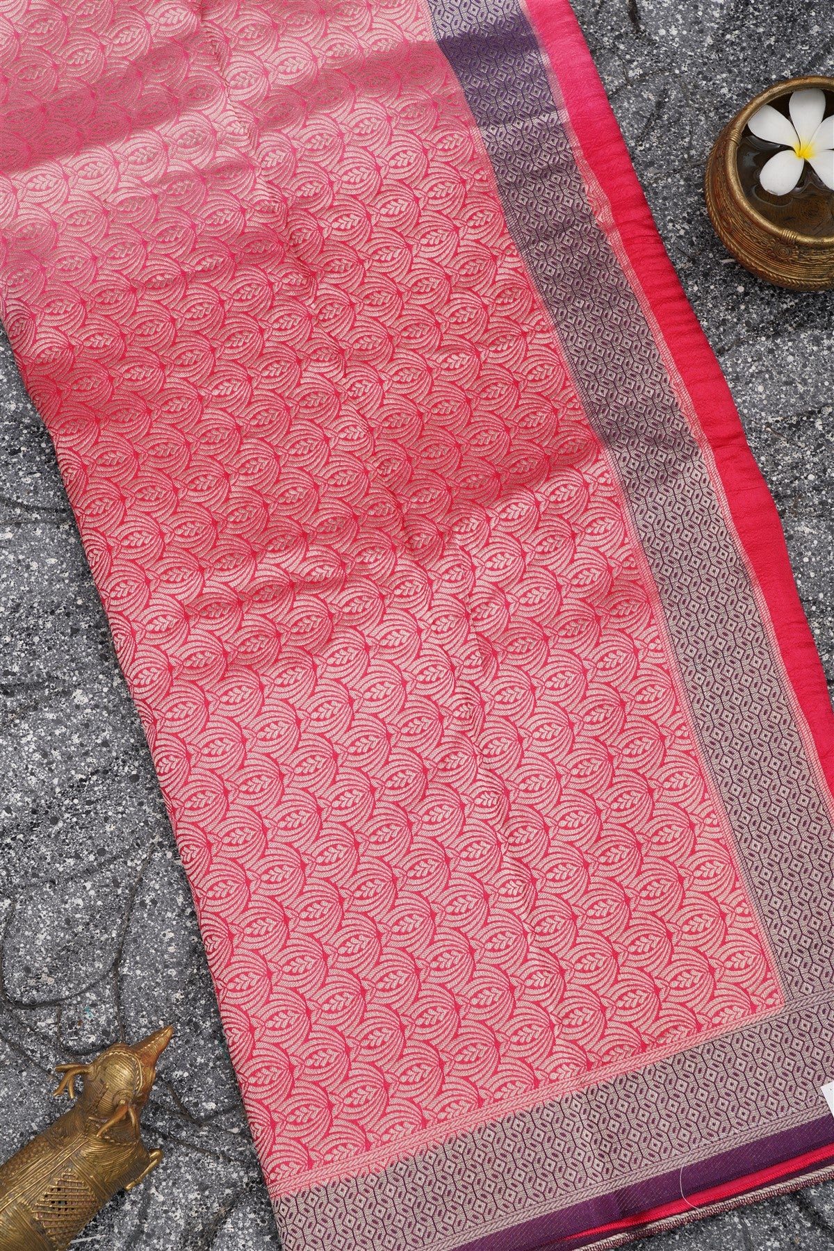 Bhagalpur Matka Silk Pink Saree