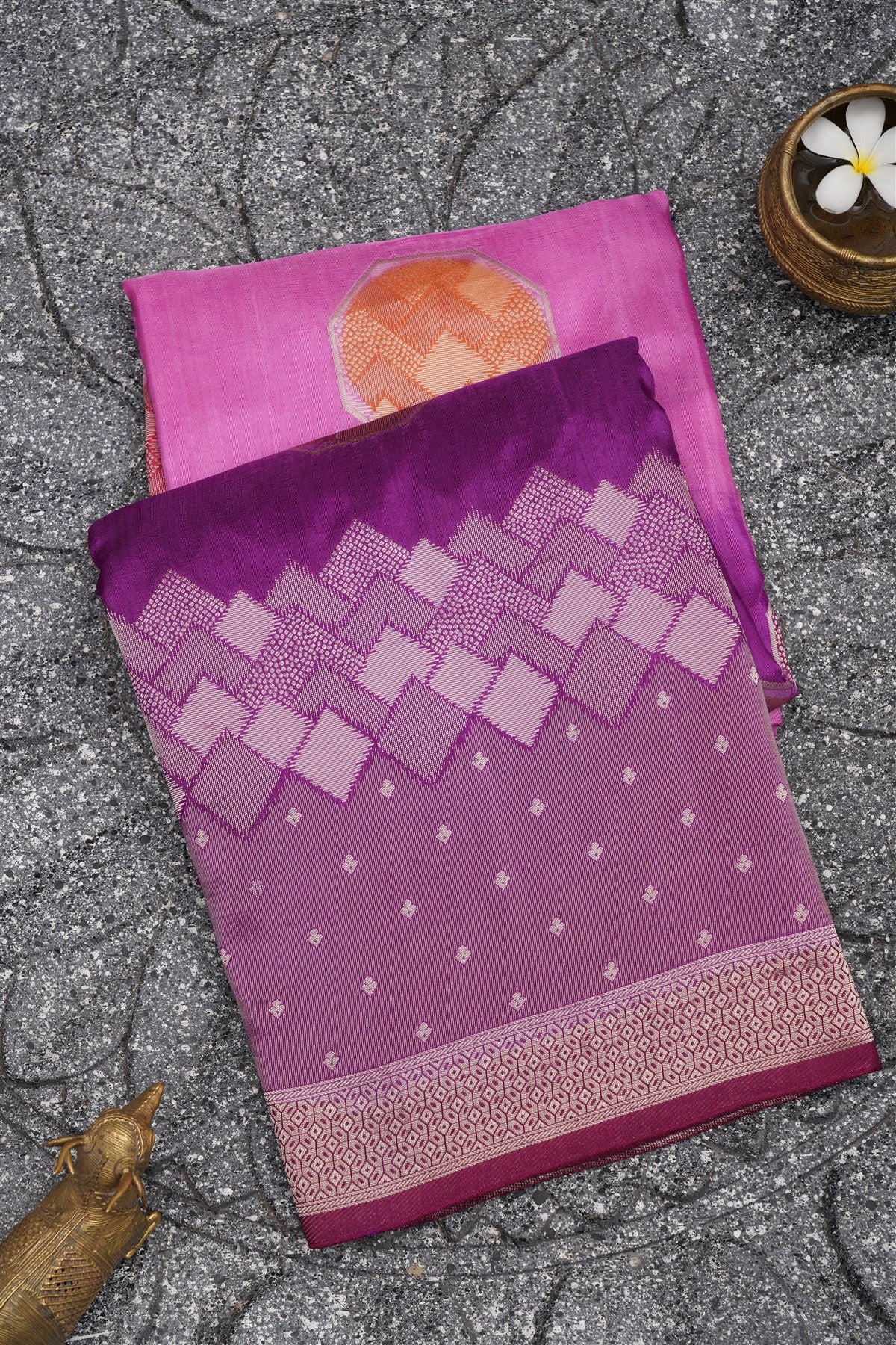 Bhagalpur Matka Silk Violet Saree