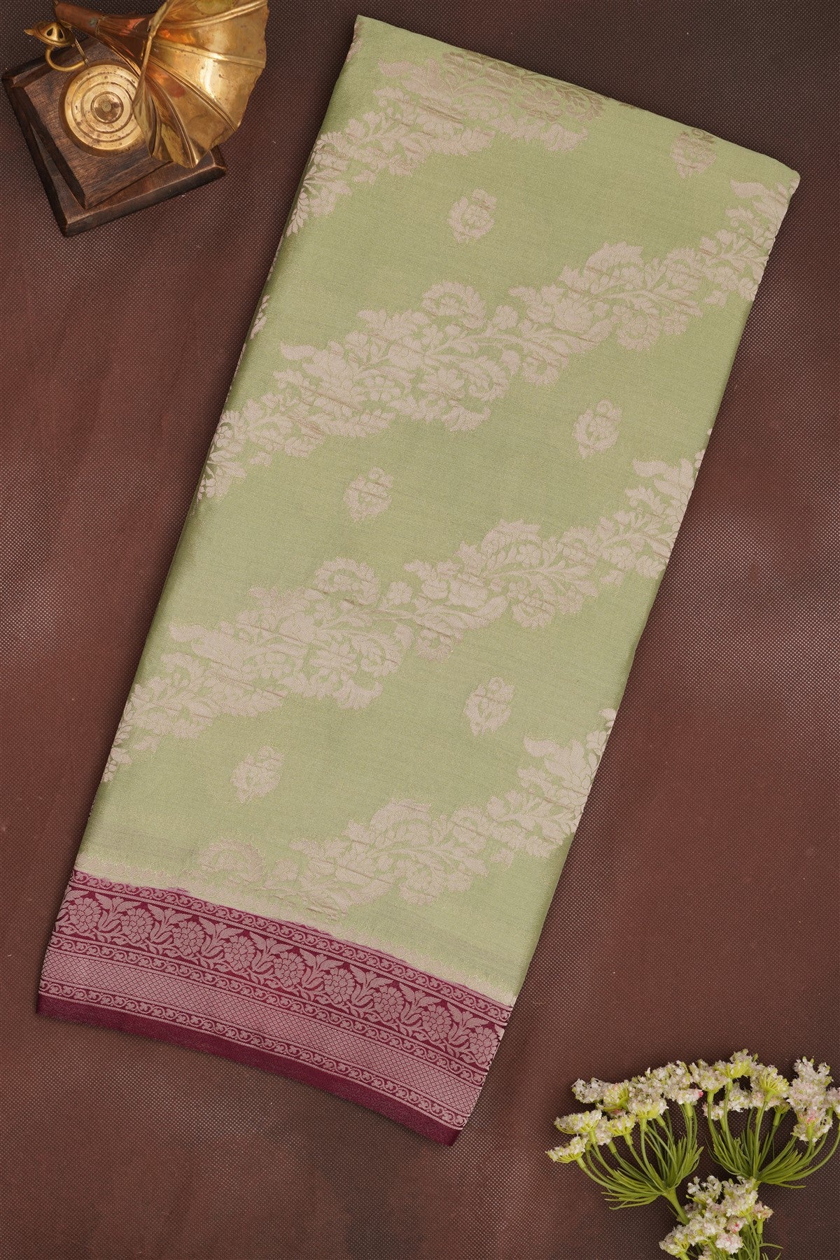 Banarasi Georgette Light Olive Green Saree