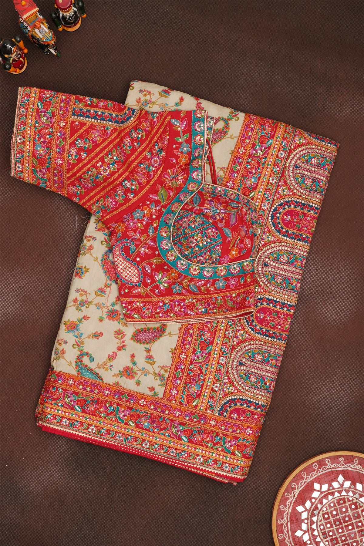 Banarasi Roman Silk Cream  Saree