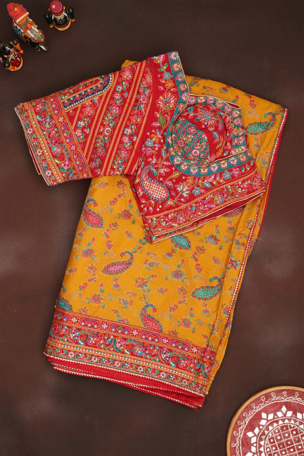 Banarasi Roman Silk Mustard  Saree