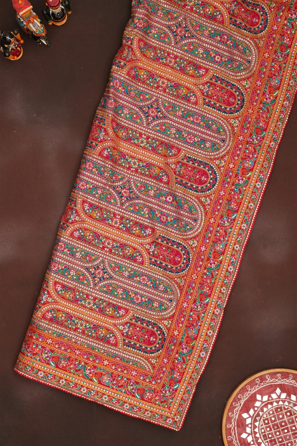 Banarasi Roman Silk Teal  Saree