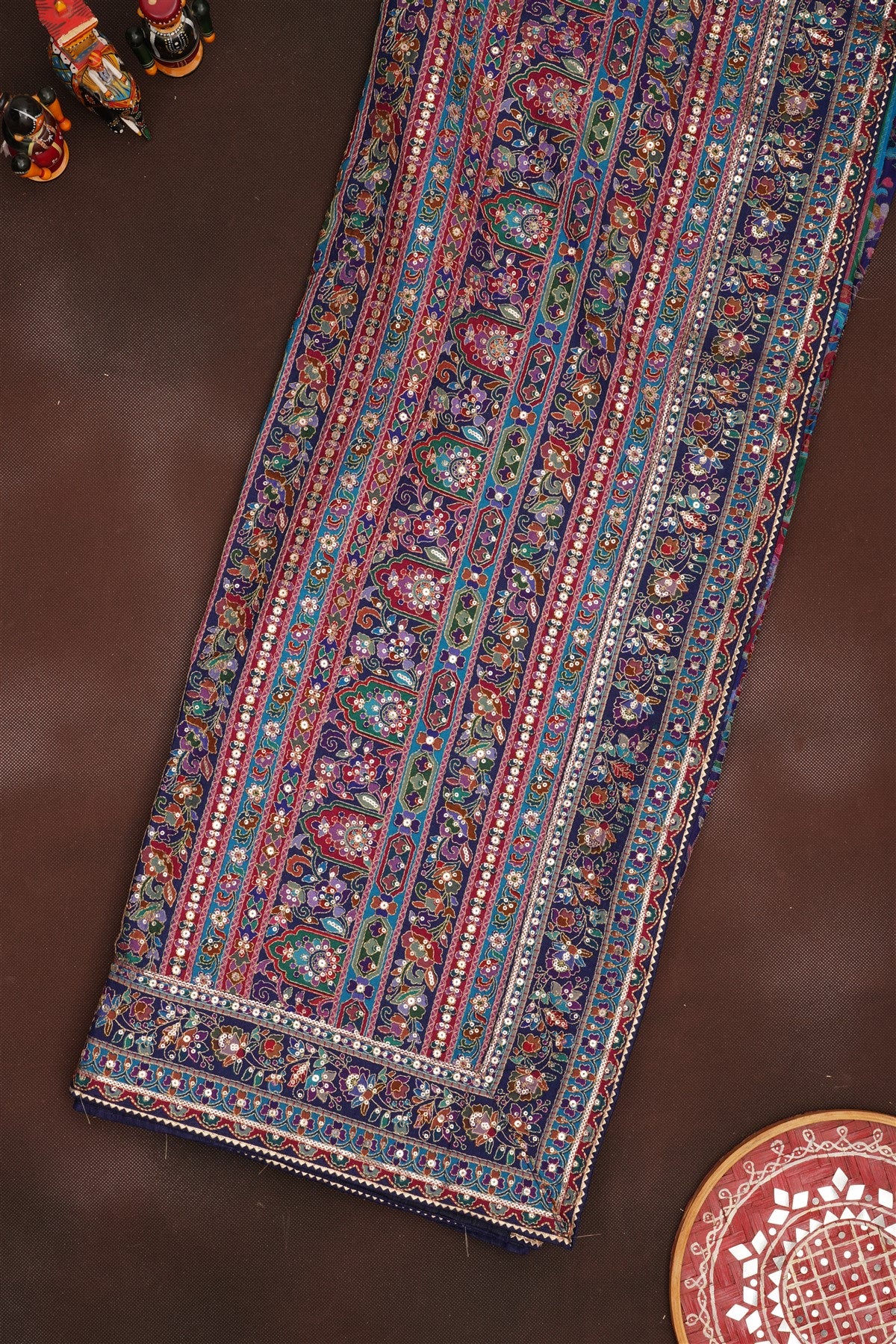 Banarasi Roman Silk Navy Blue  Saree