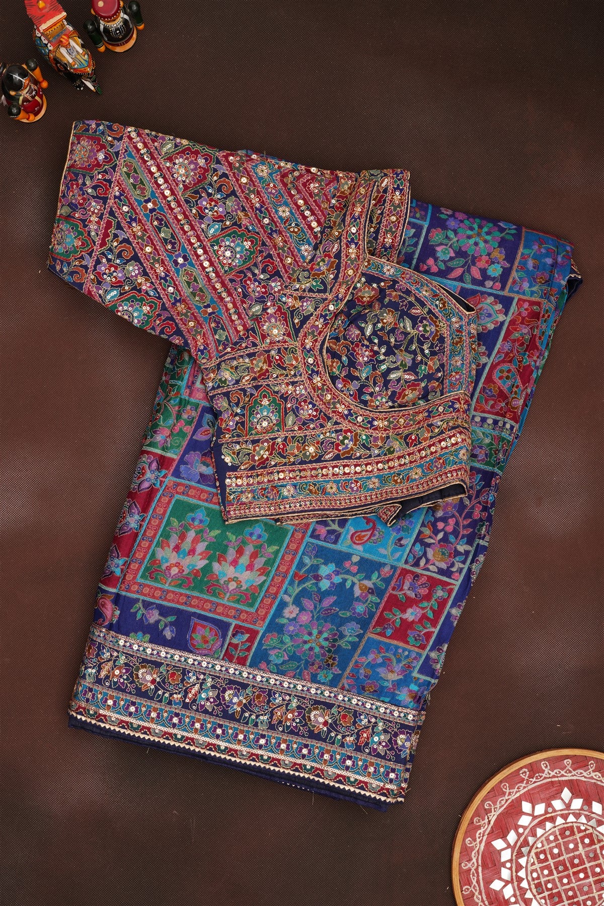 Banarasi Roman Silk Navy Blue  Saree
