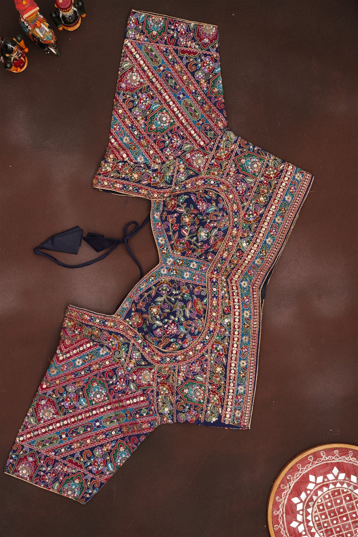 Banarasi Roman Silk Navy Blue  Saree