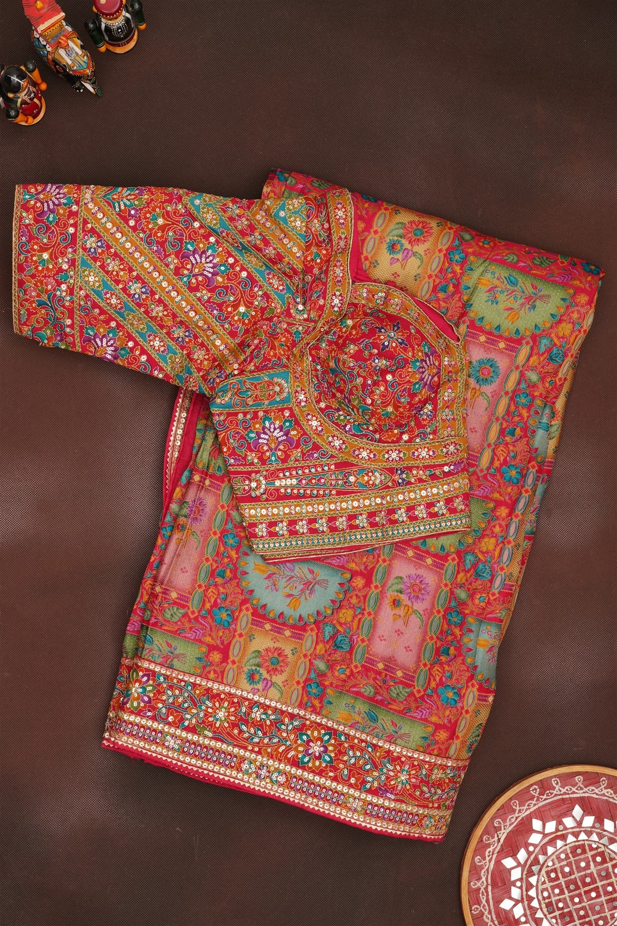 Banarasi Roman Silk Dark Pink  Saree