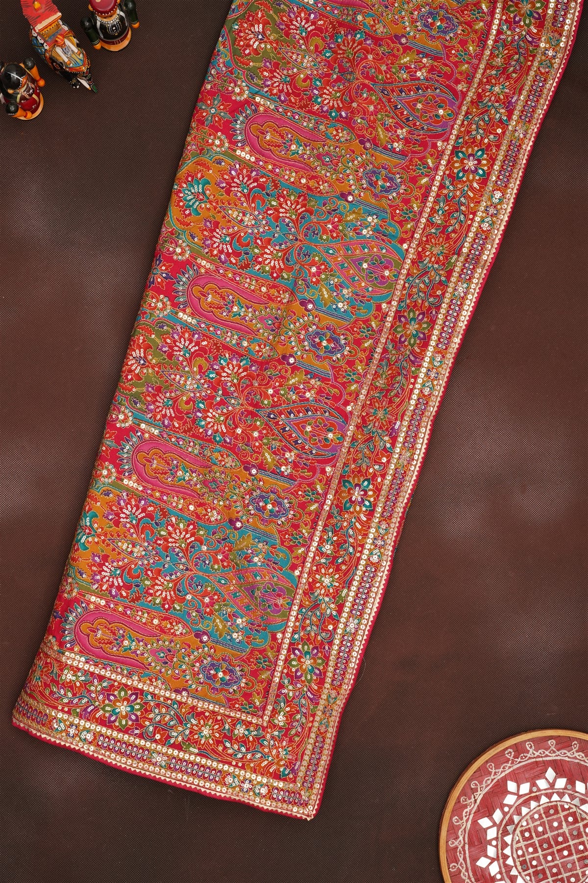 Banarasi Roman Silk Dark Pink  Saree