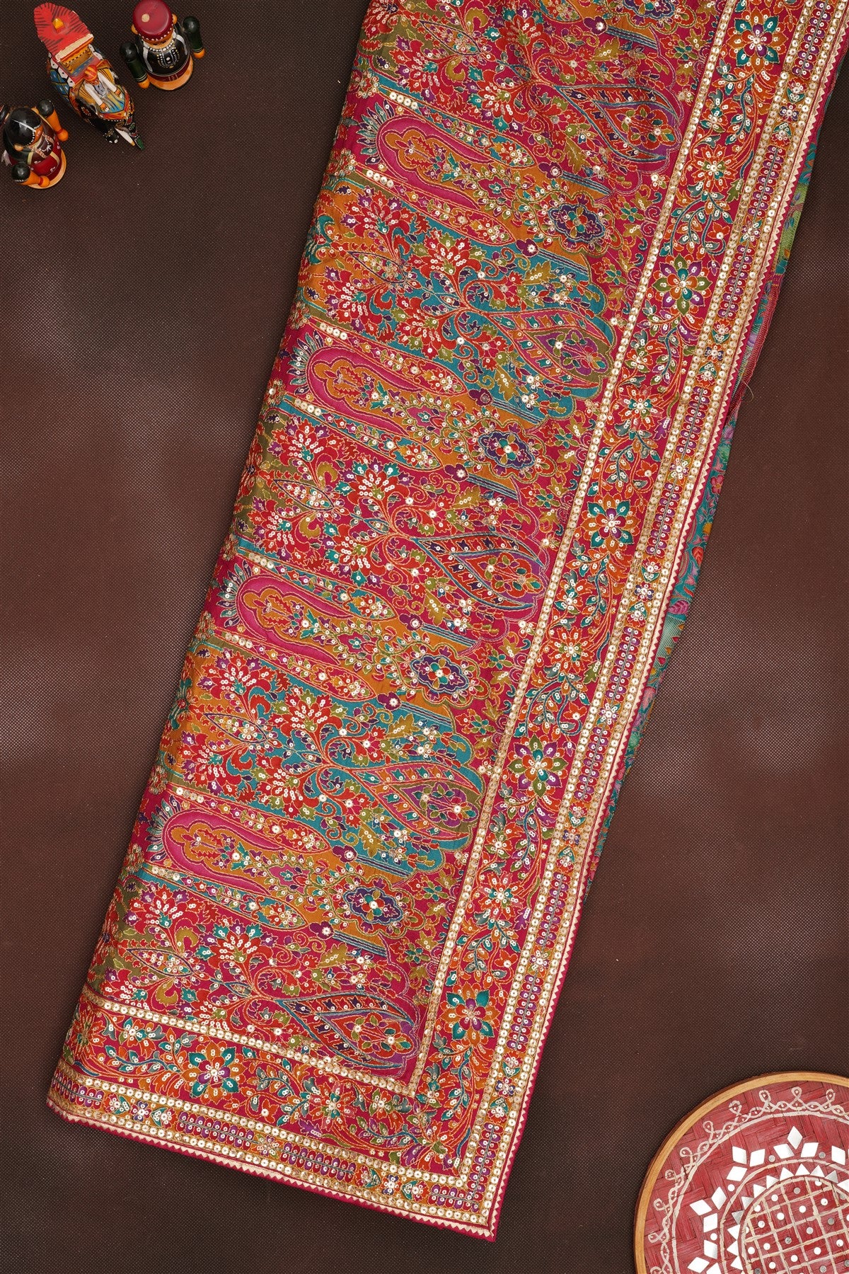 Banarasi Roman Silk Teal  Saree