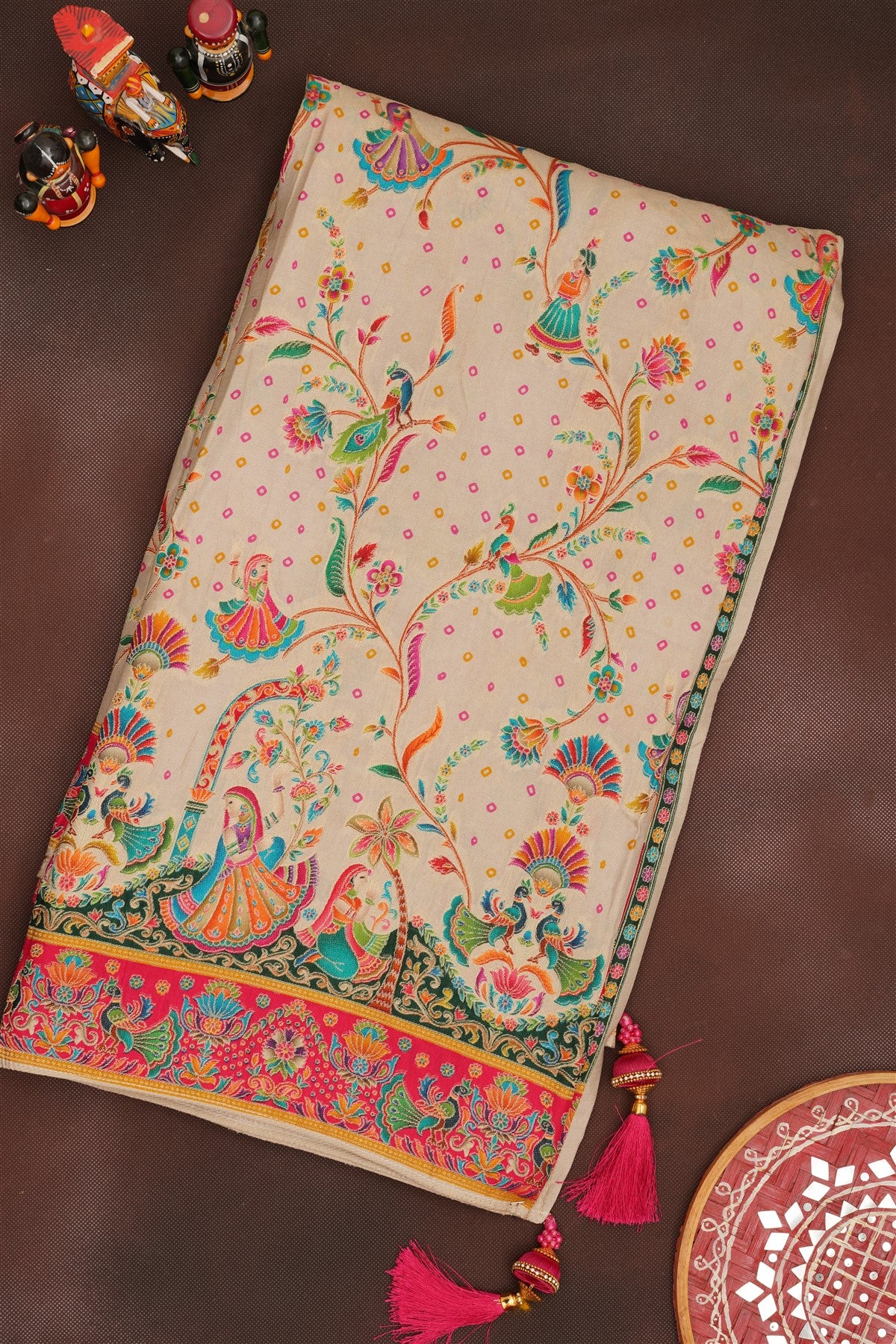 Banarasi Roman Silk Cream  Saree