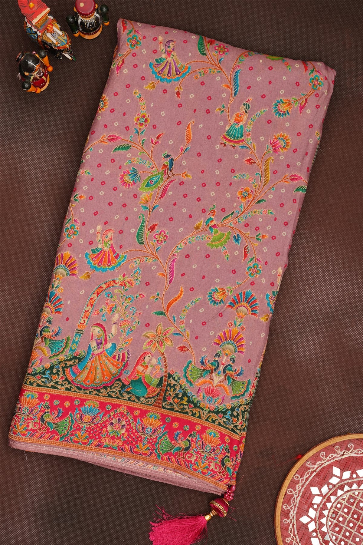 Banarasi Roman Silk Dusty Pink  Saree