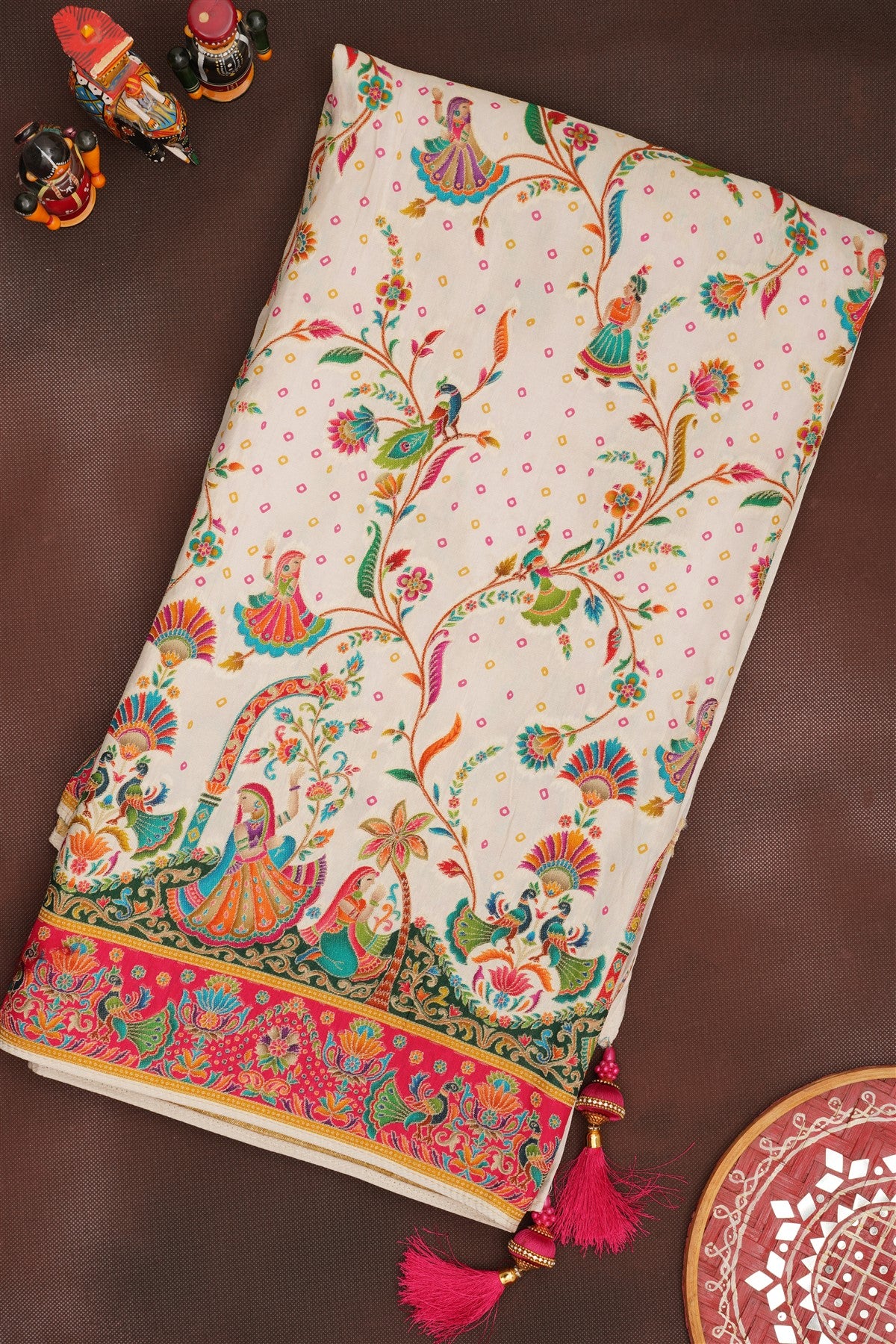 Banarasi Roman Silk Light Cream  Saree