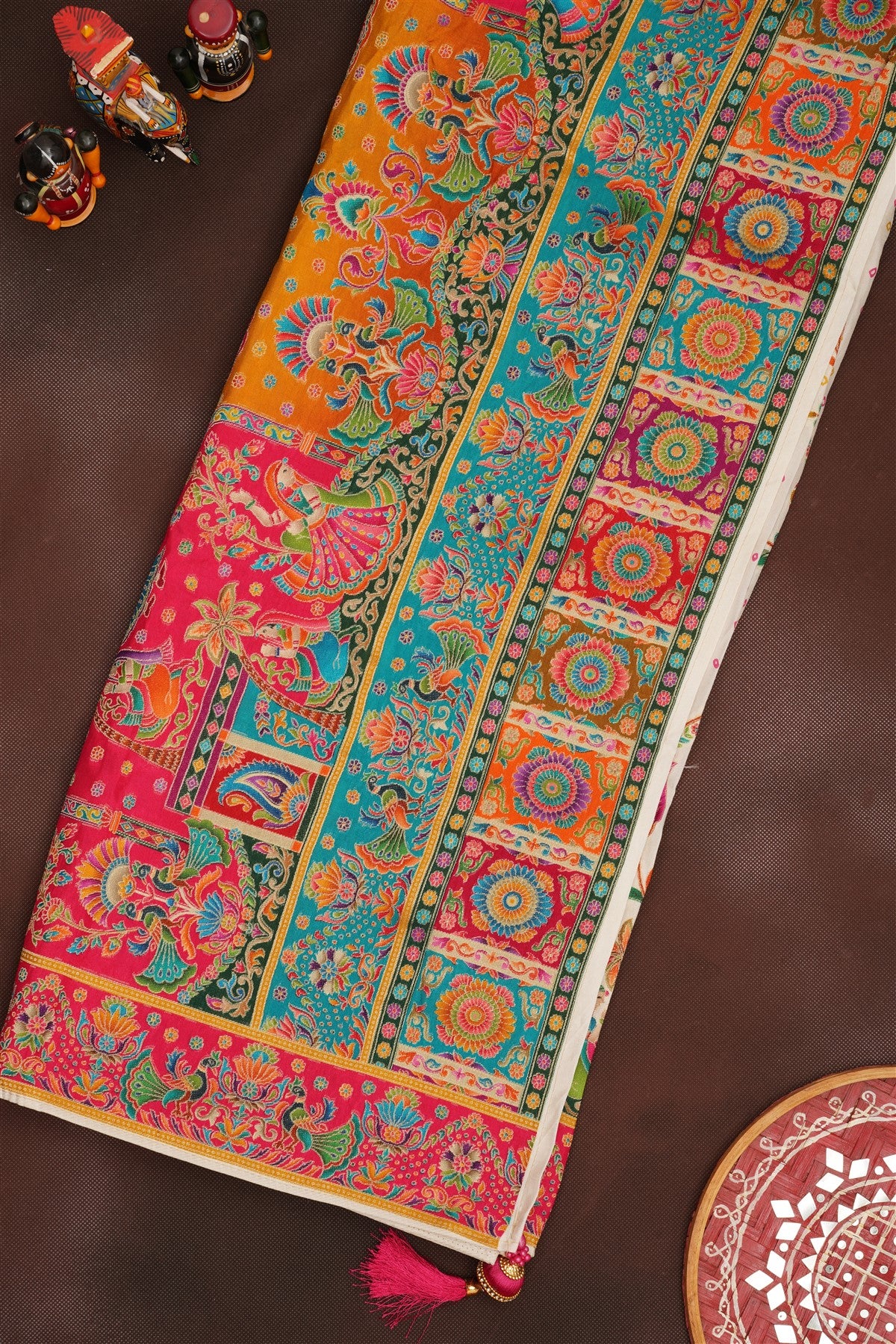 Banarasi Roman Silk Light Cream  Saree