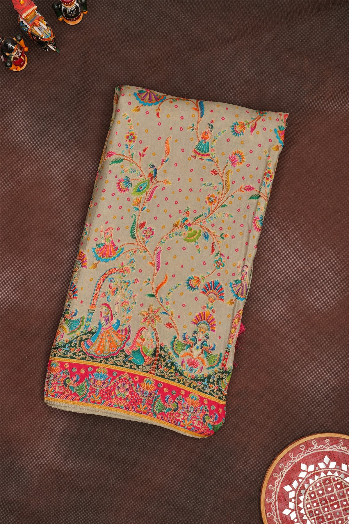Banarasi Roman Silk Light Olive Green  Saree