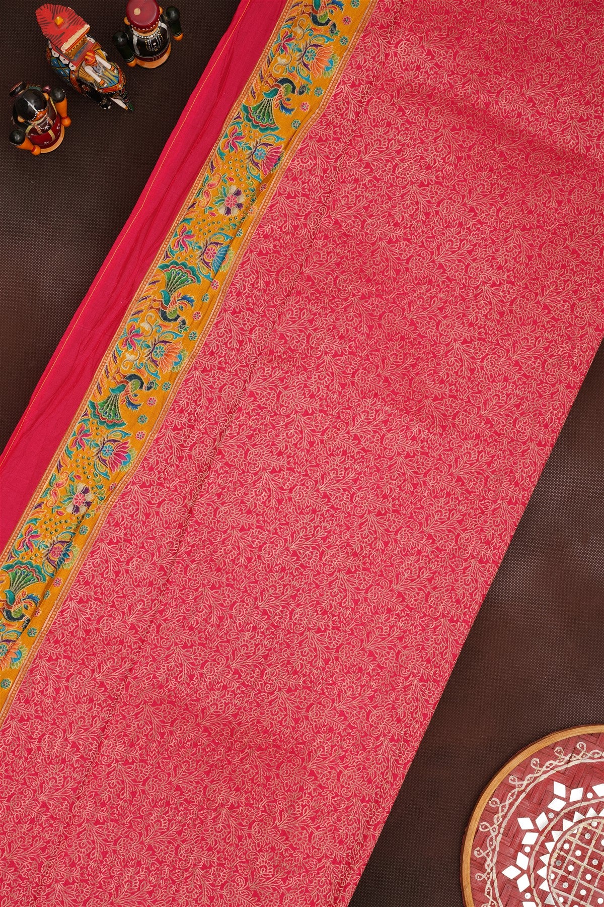 Banarasi Roman Silk Mustard Saree