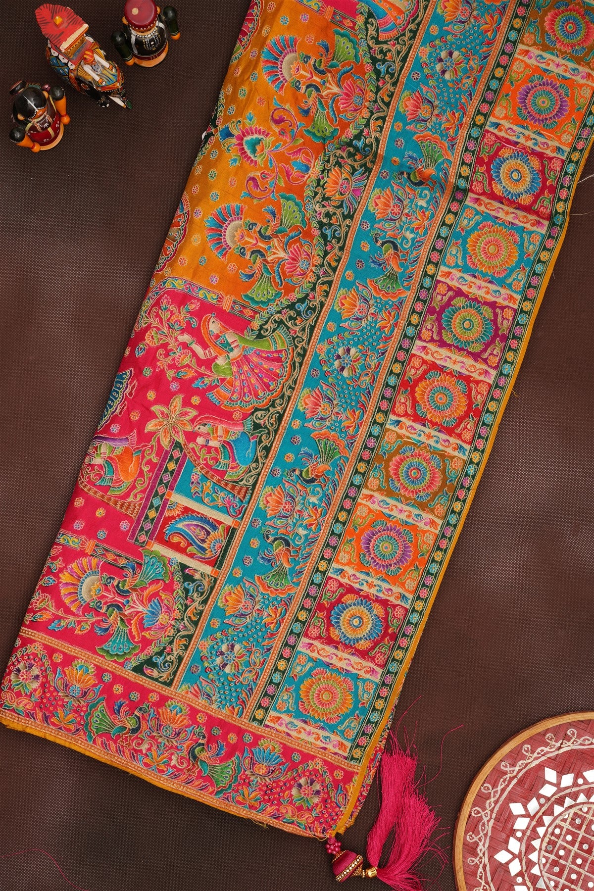 Banarasi Roman Silk Mustard Saree