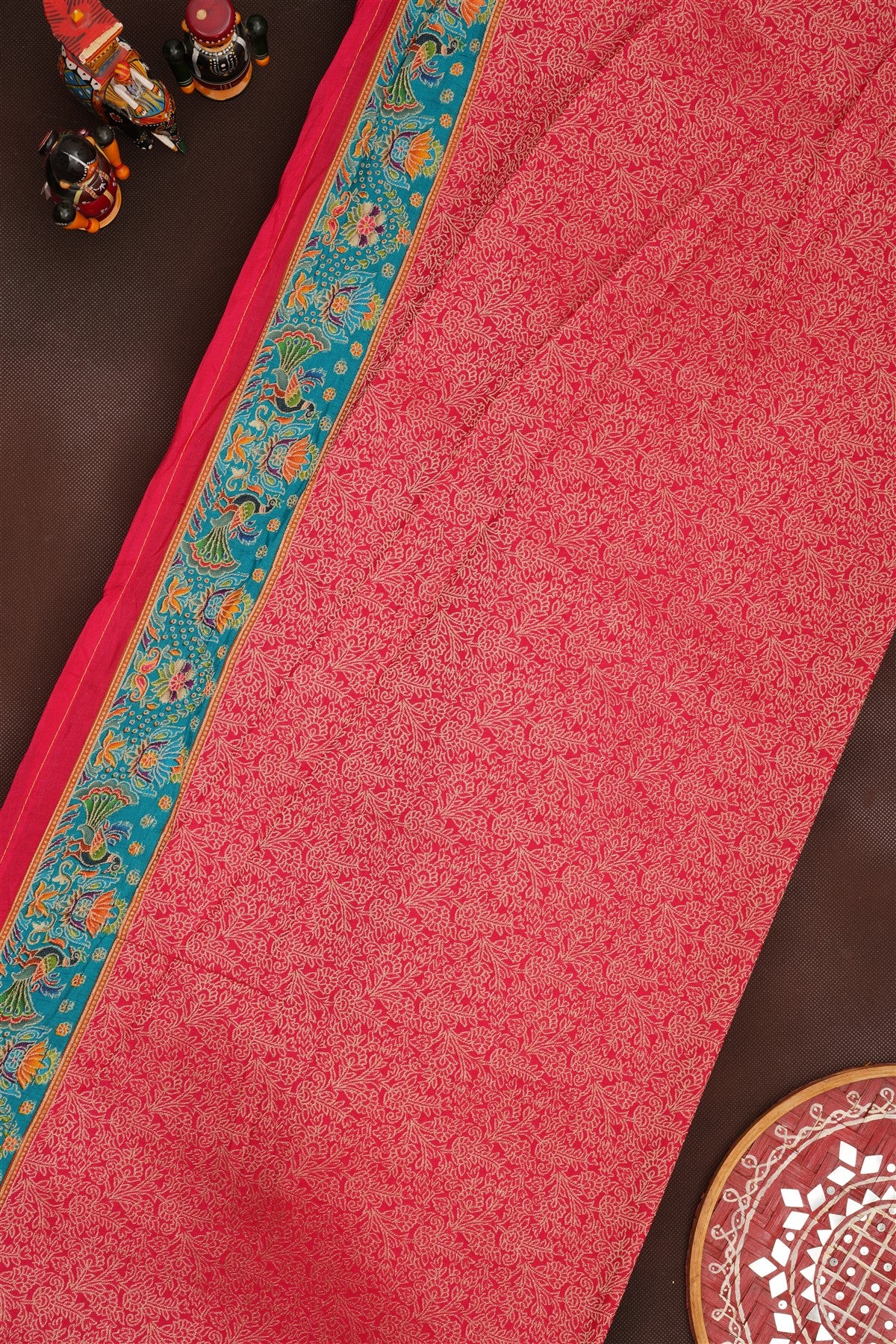Banarasi Roman Silk Teal  Saree