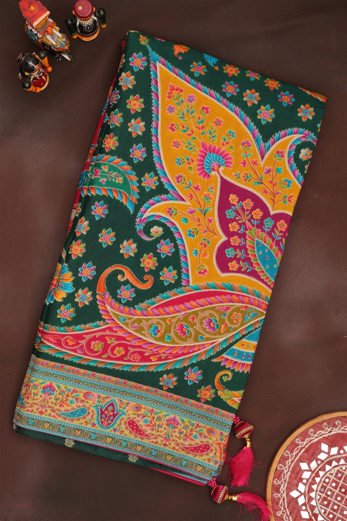 Banarasi Roman Silk Dark Pink  Saree