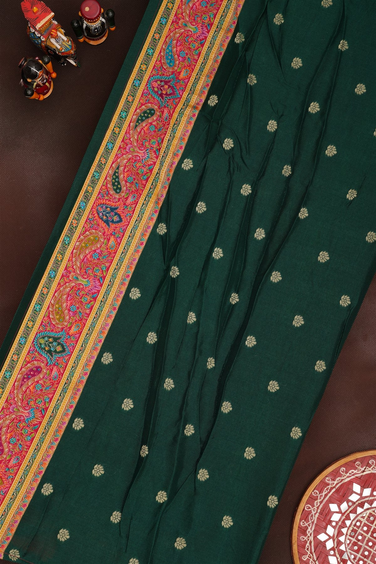 Banarasi Roman Silk Dark Pink  Saree