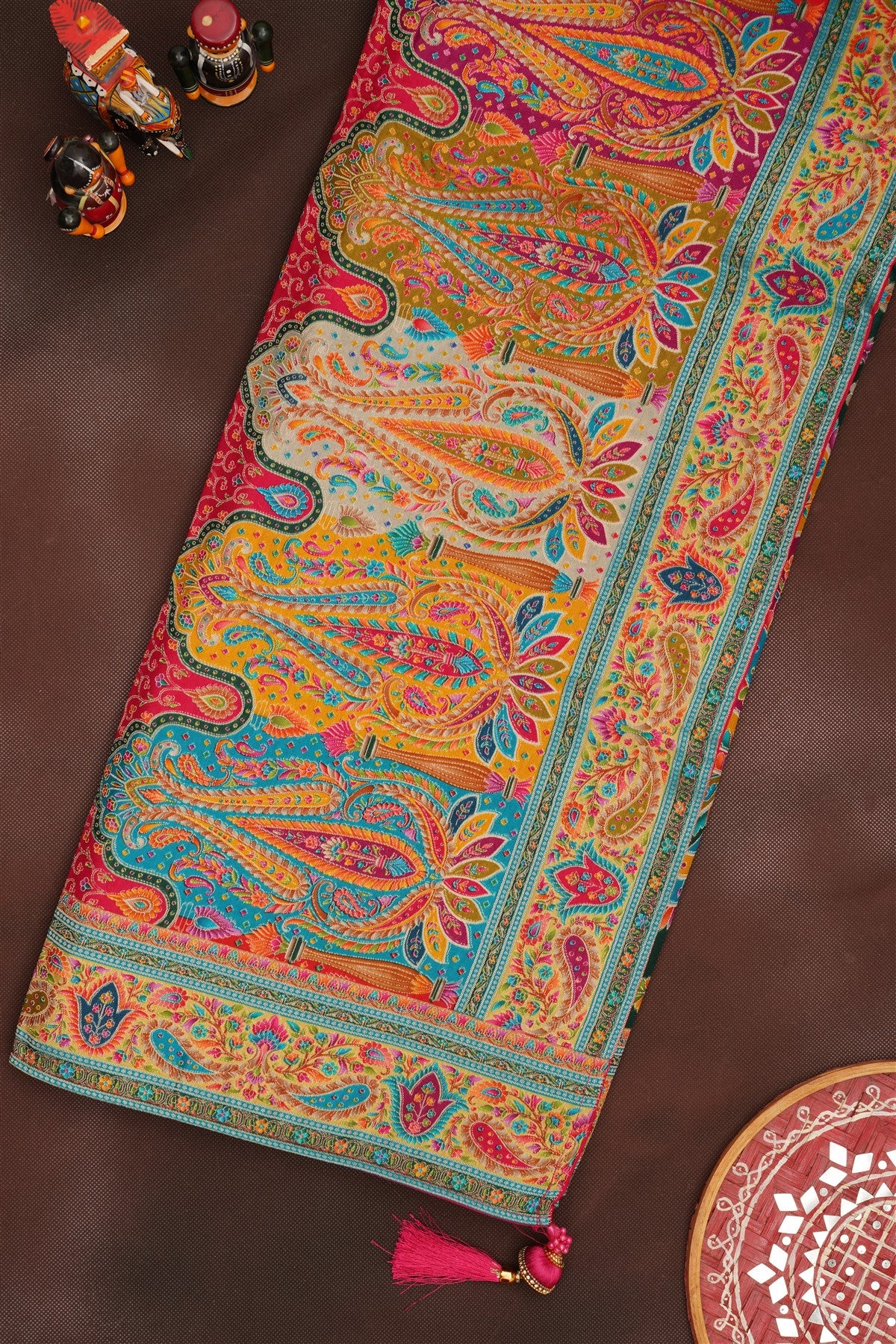 Banarasi Roman Silk Dark Pink  Saree