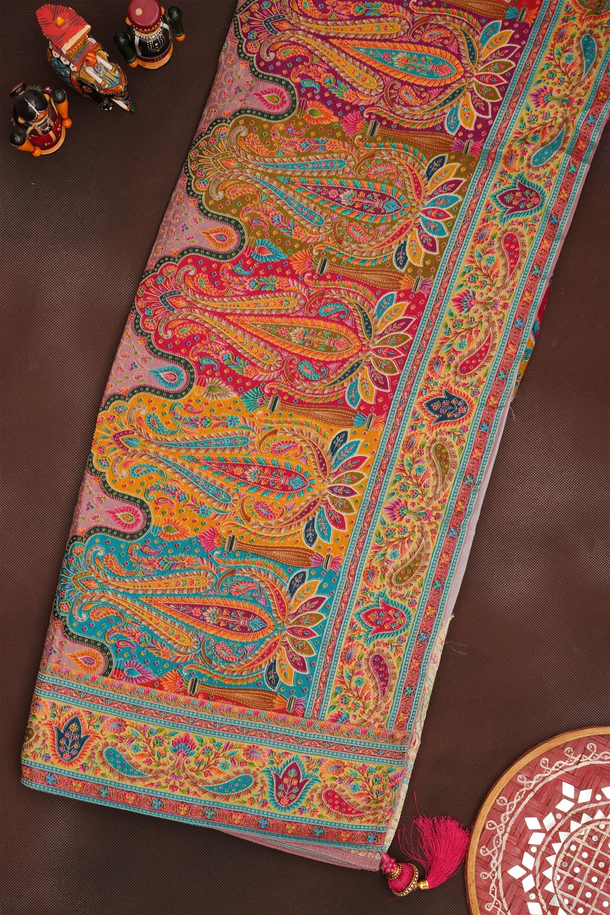 Banarasi Roman Silk Dusty Pink  Saree