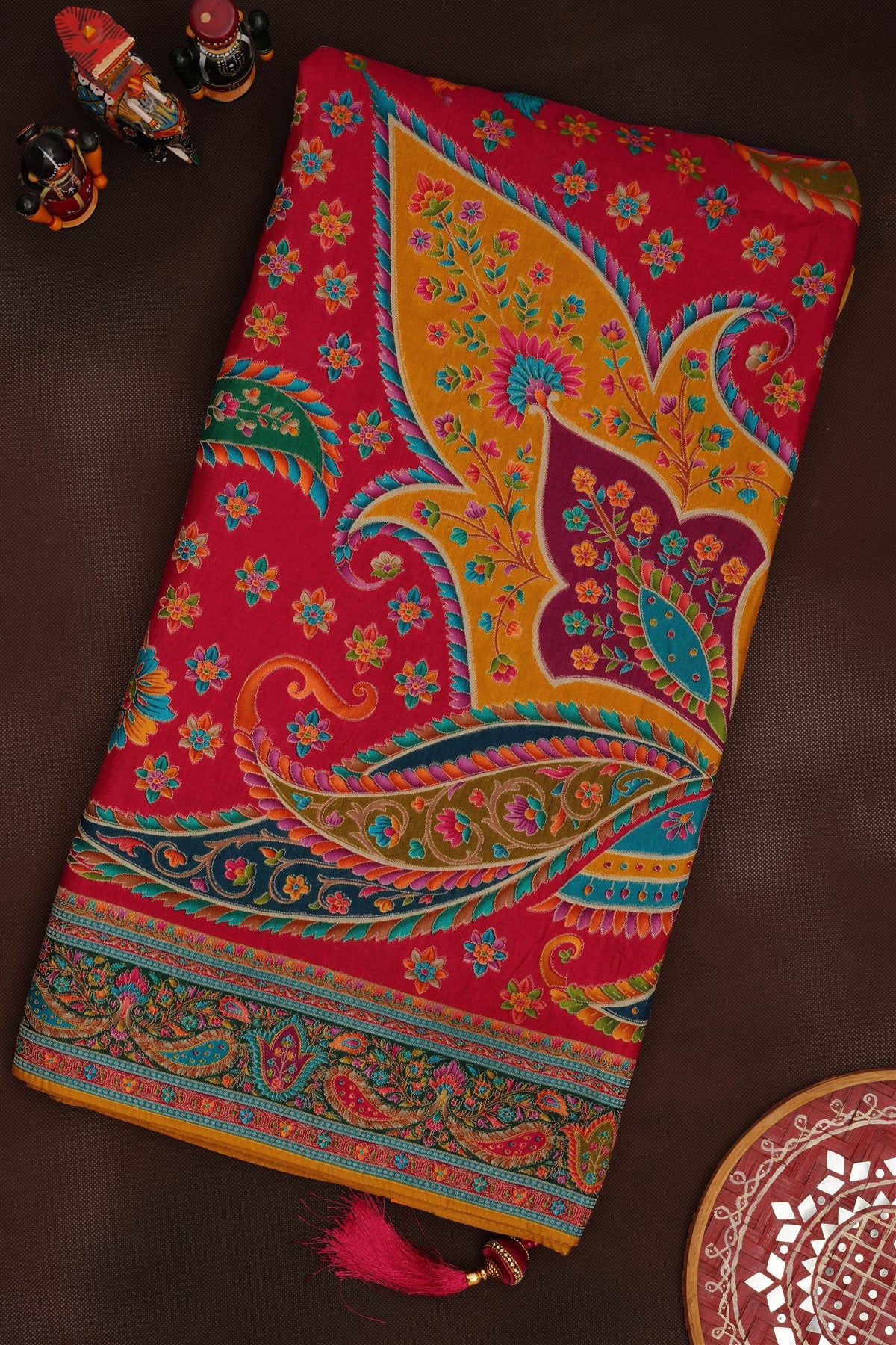 Banarasi Roman Silk Mustard  Saree
