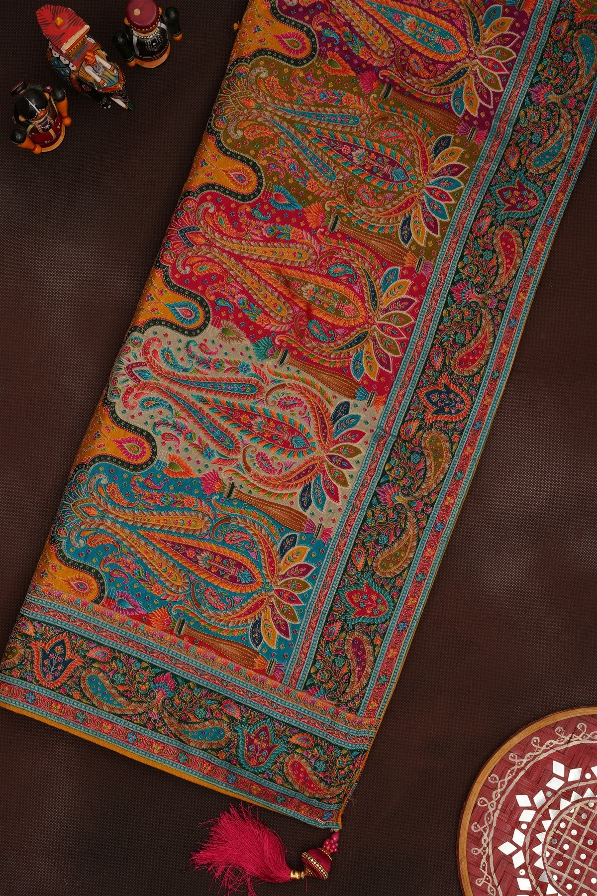 Banarasi Roman Silk Mustard  Saree
