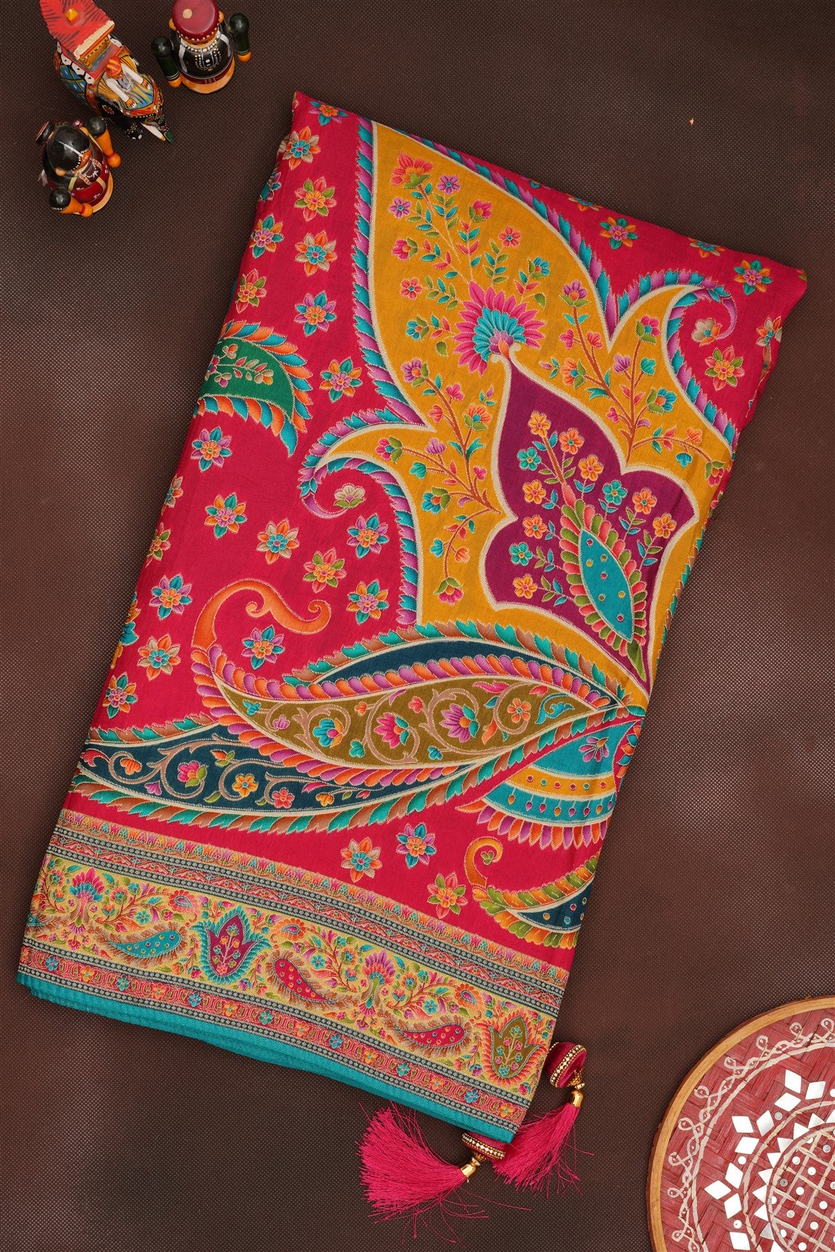 Banarasi Roman Silk Teal  Saree