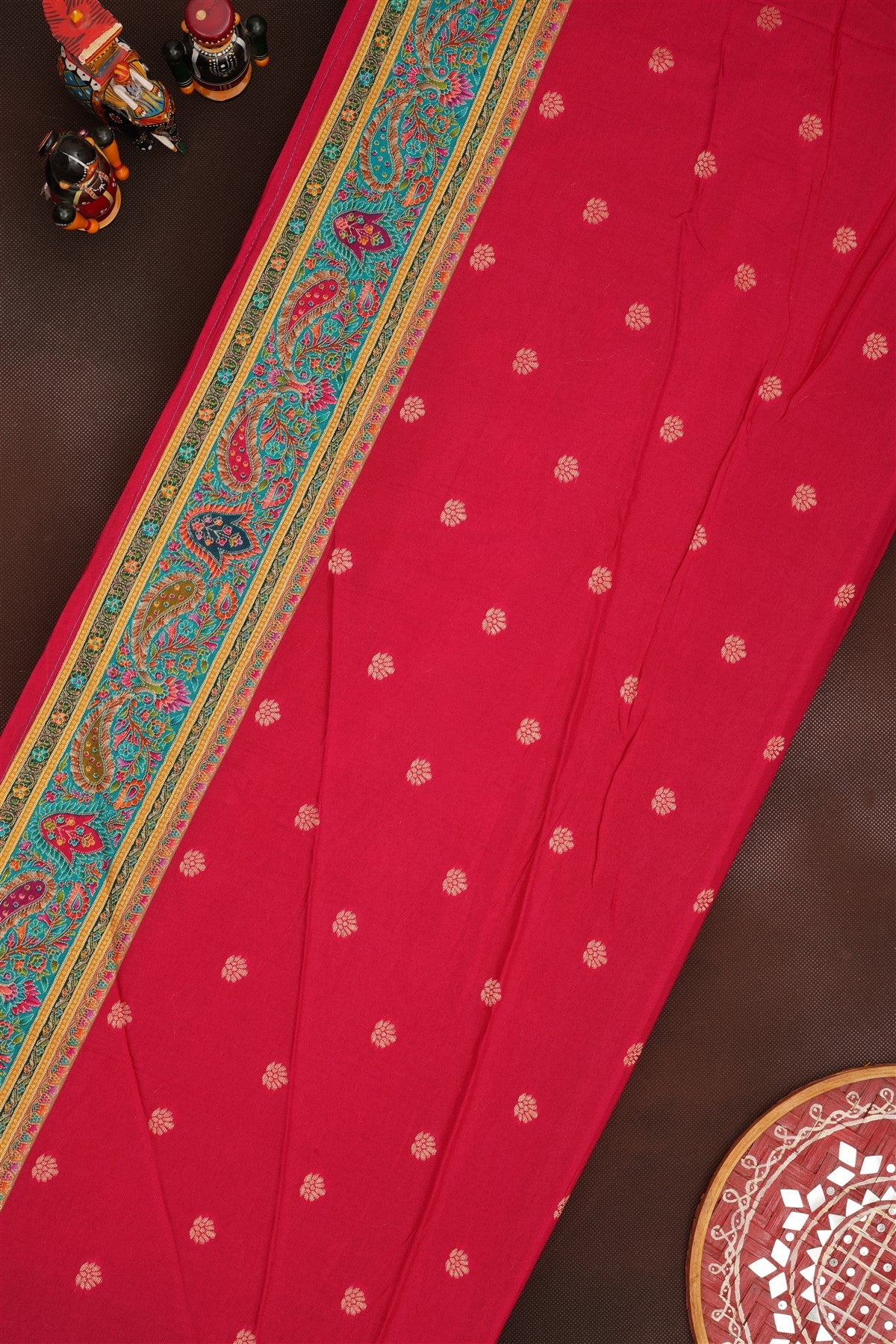 Banarasi Roman Silk Teal  Saree