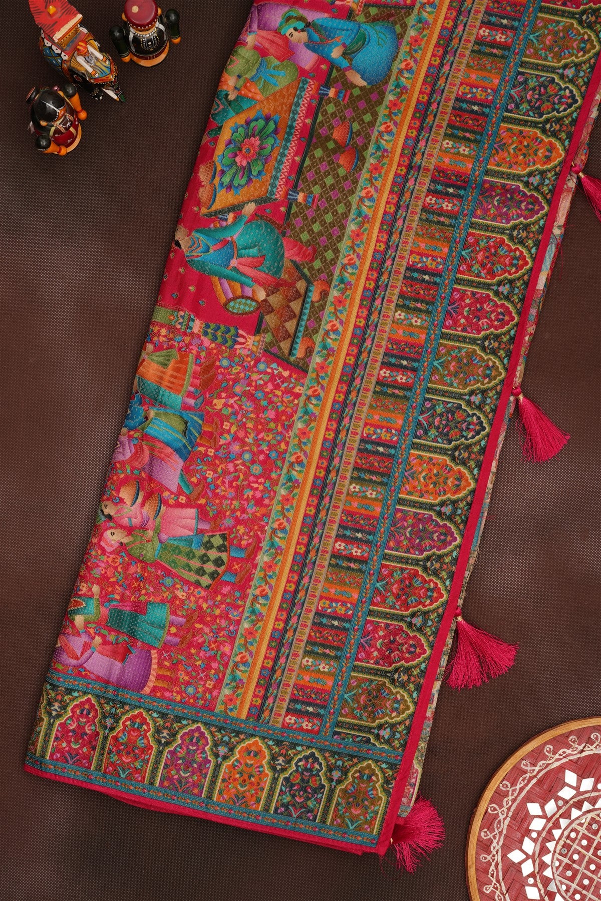 Banarasi Roman Silk Dark Pink  Saree