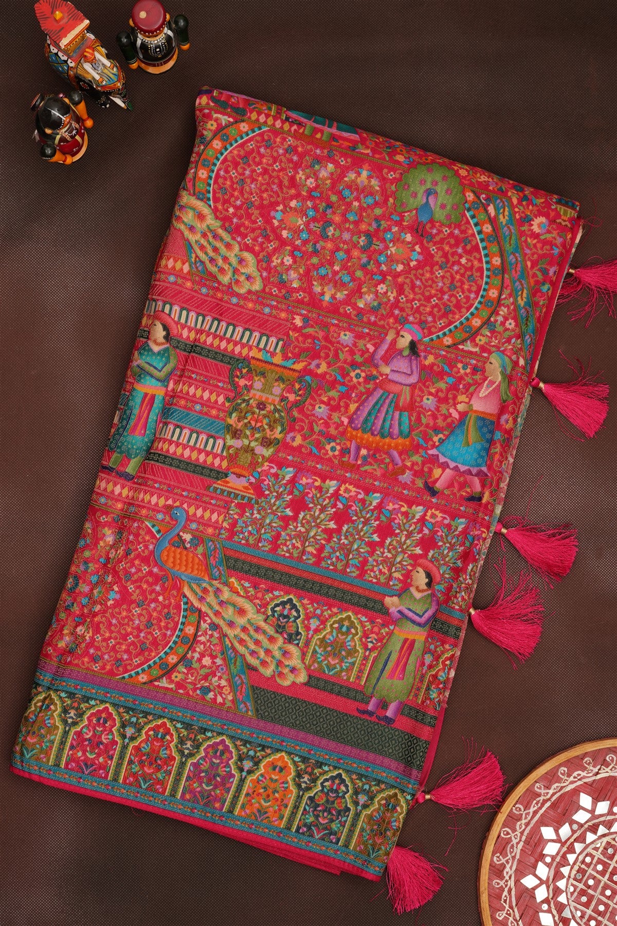 Banarasi Roman Silk Dark Pink  Saree