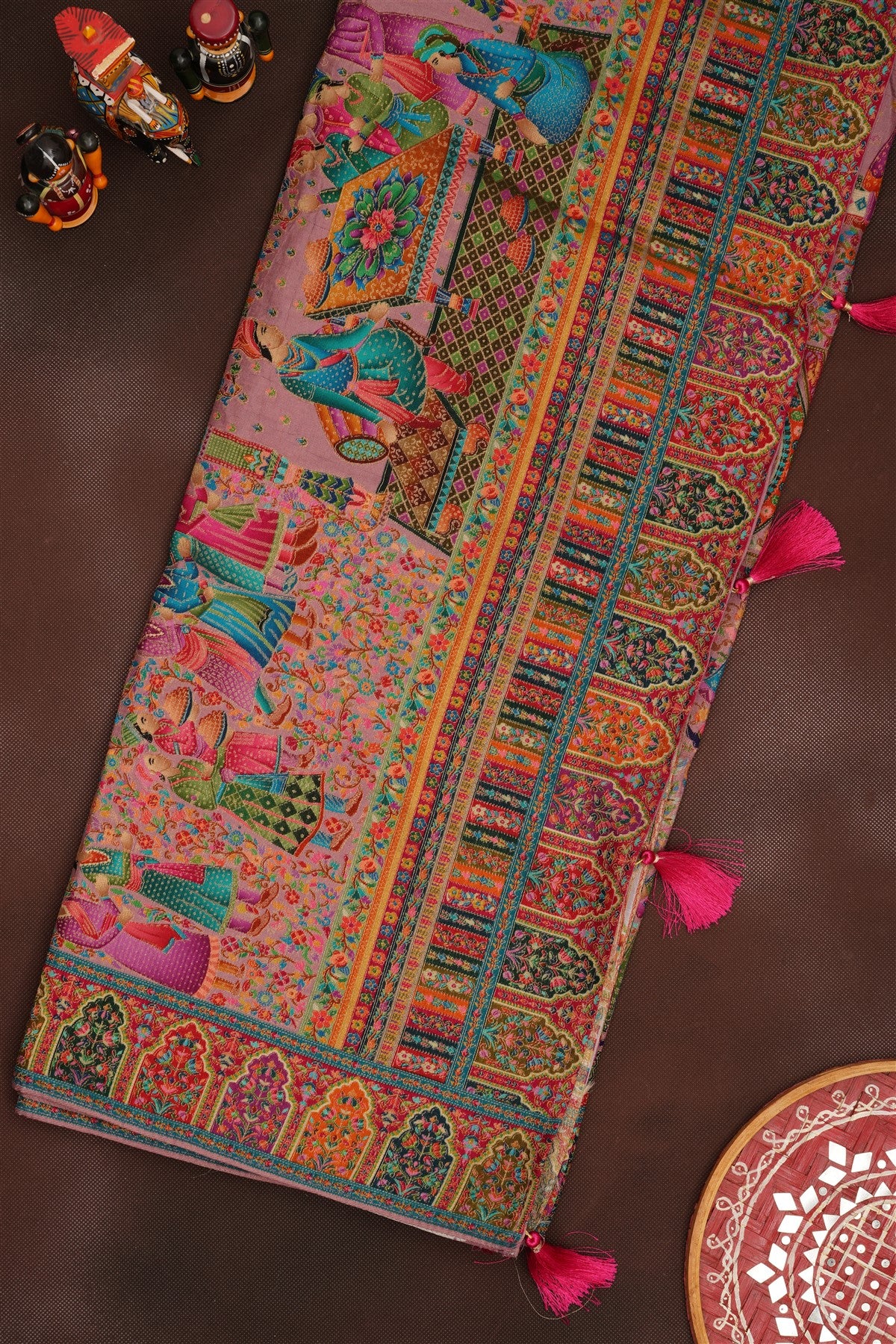 Banarasi Roman Silk Dusty Pink  Saree