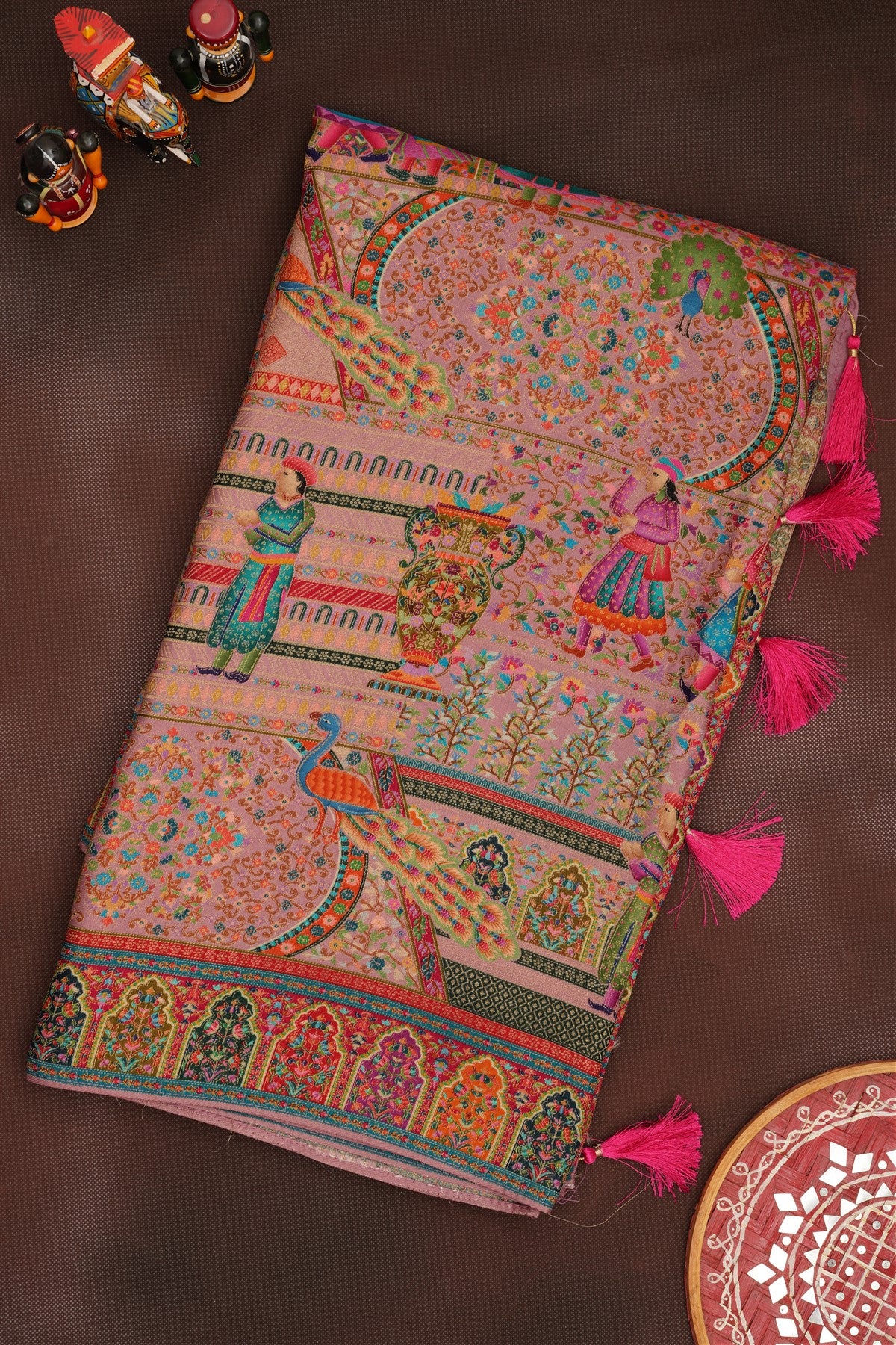 Banarasi Roman Silk Dusty Pink  Saree