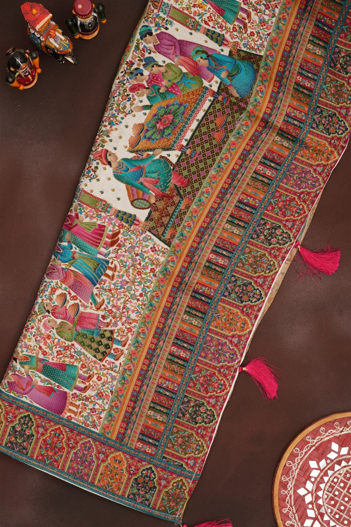 Banarasi Roman Silk Light Cream  Saree