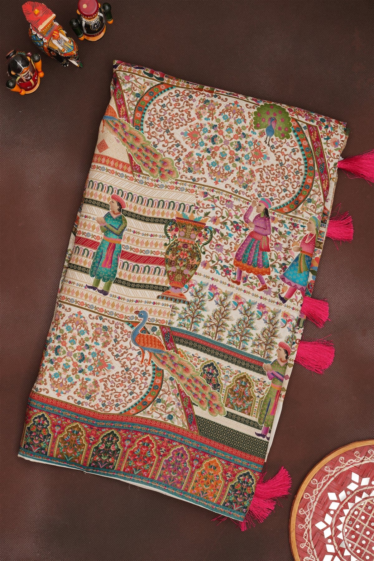 Banarasi Roman Silk Light Cream  Saree