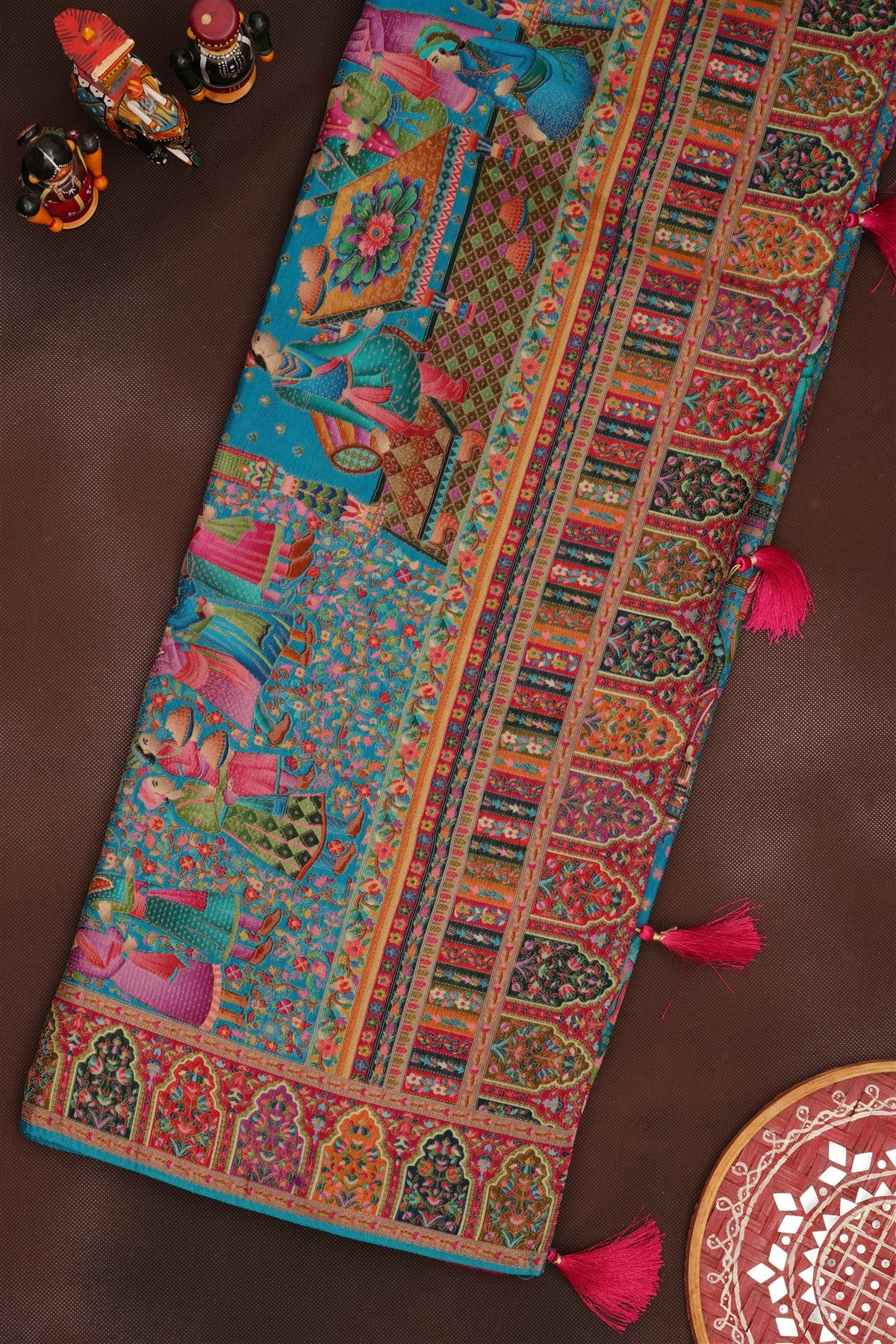 Banarasi Roman Silk Teal  Saree