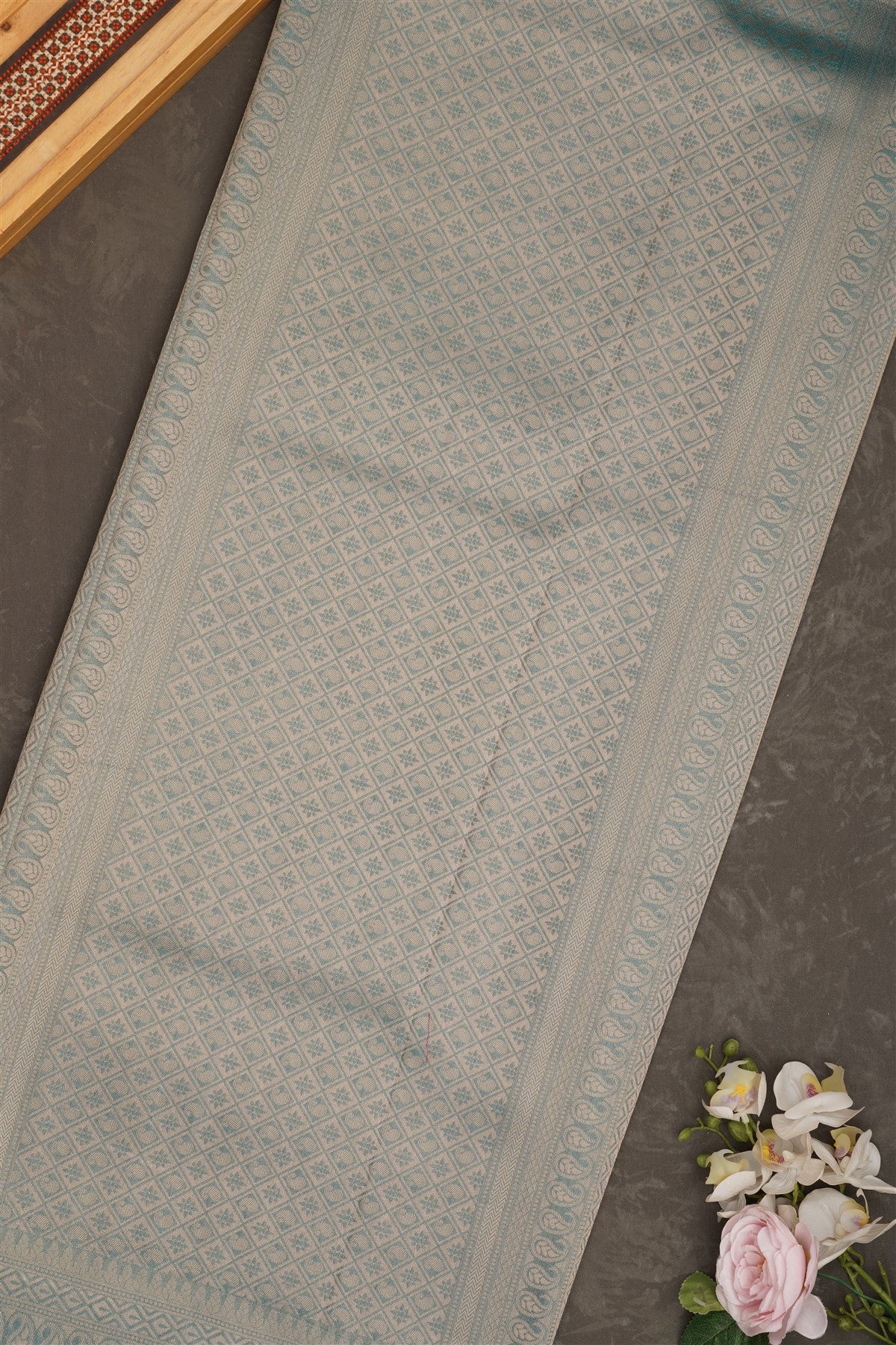 Banarasi Tissue Silk Teal Blue Saree
