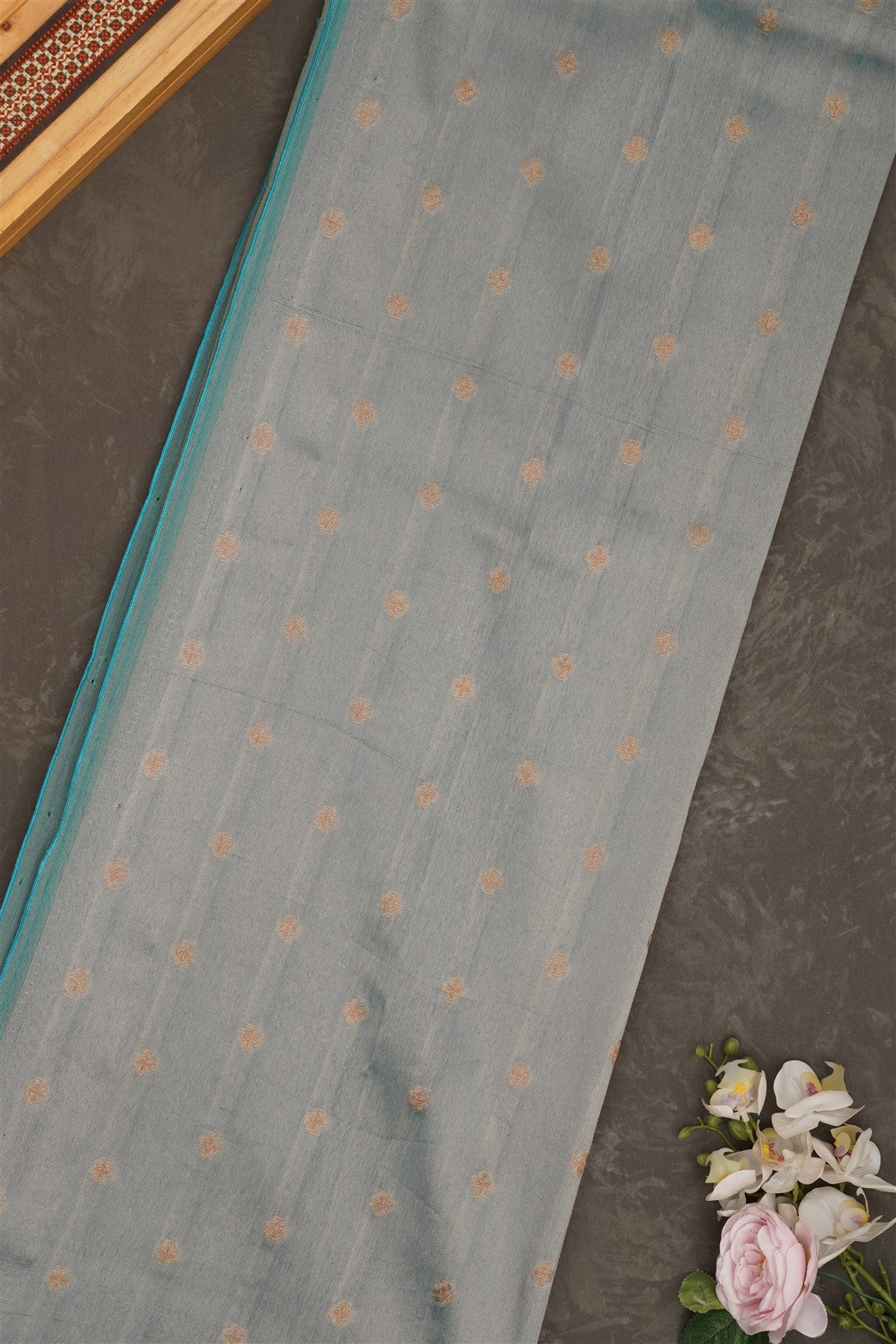 Banarasi Tissue Silk Teal Blue Saree