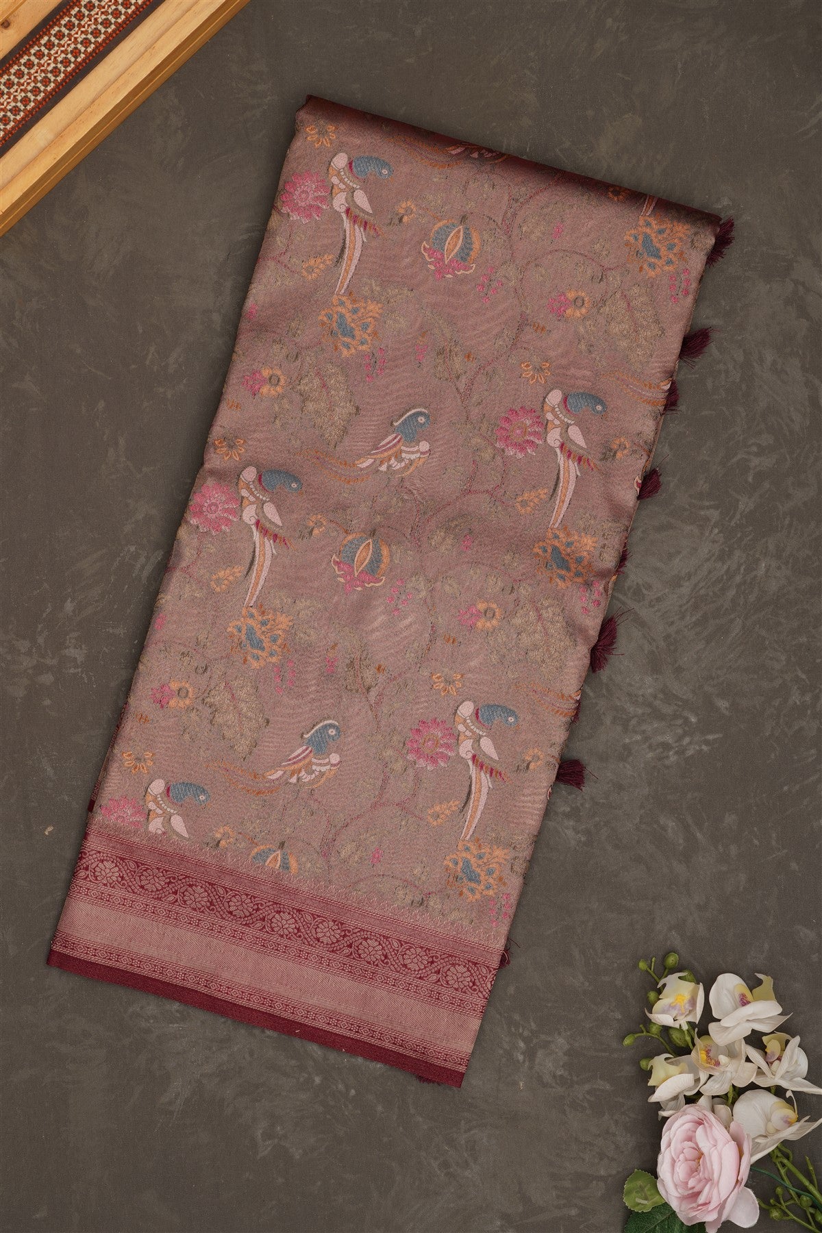 Banarasi Tissue Paithani Dark Purple Saree