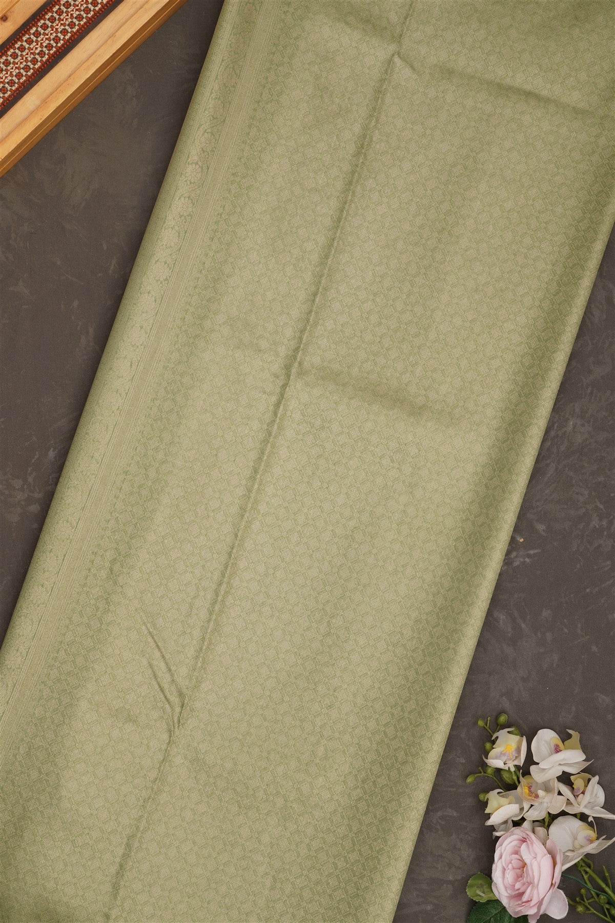 Banarasi Tissue Paithani Light Olive Green Saree