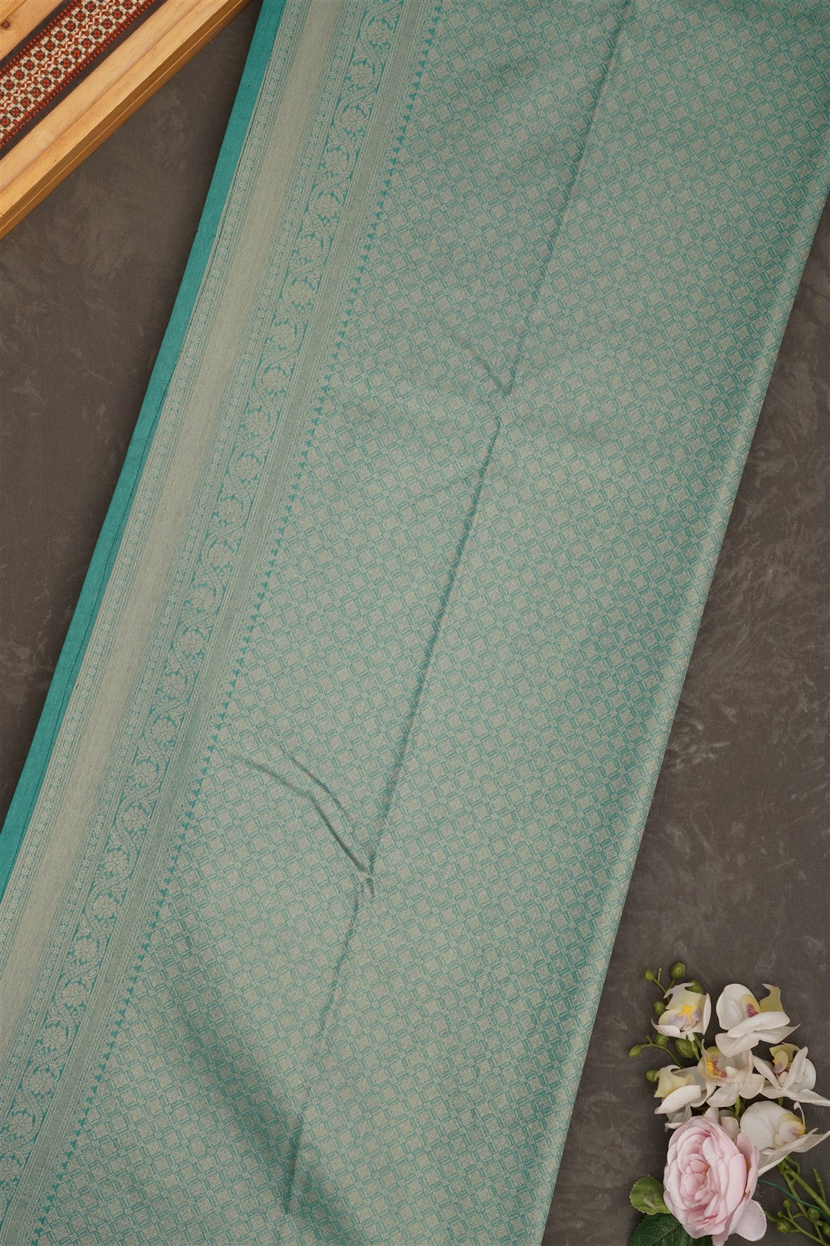 Banarasi Tissue Paithani Teal Saree