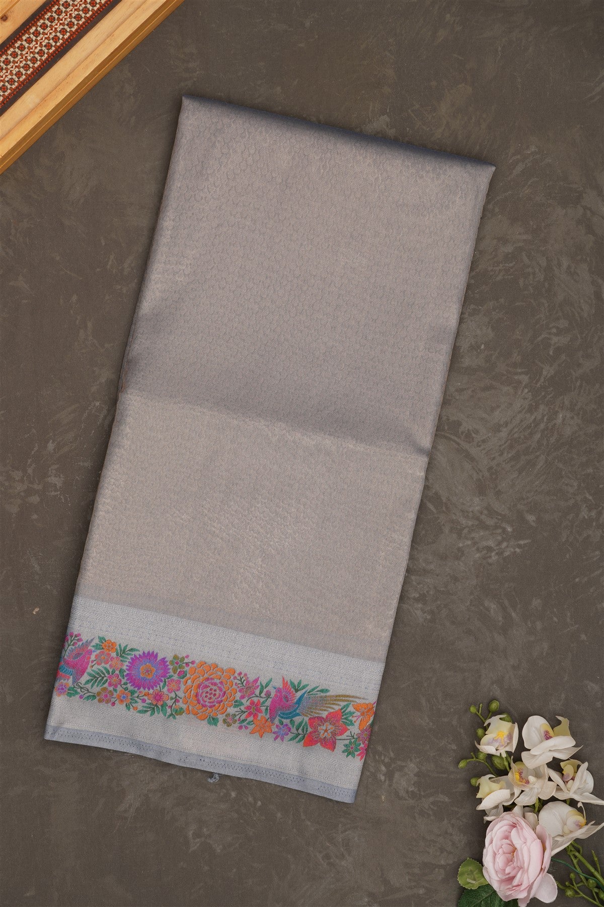 Banarasi Tissue Silk Slate Blue Saree
