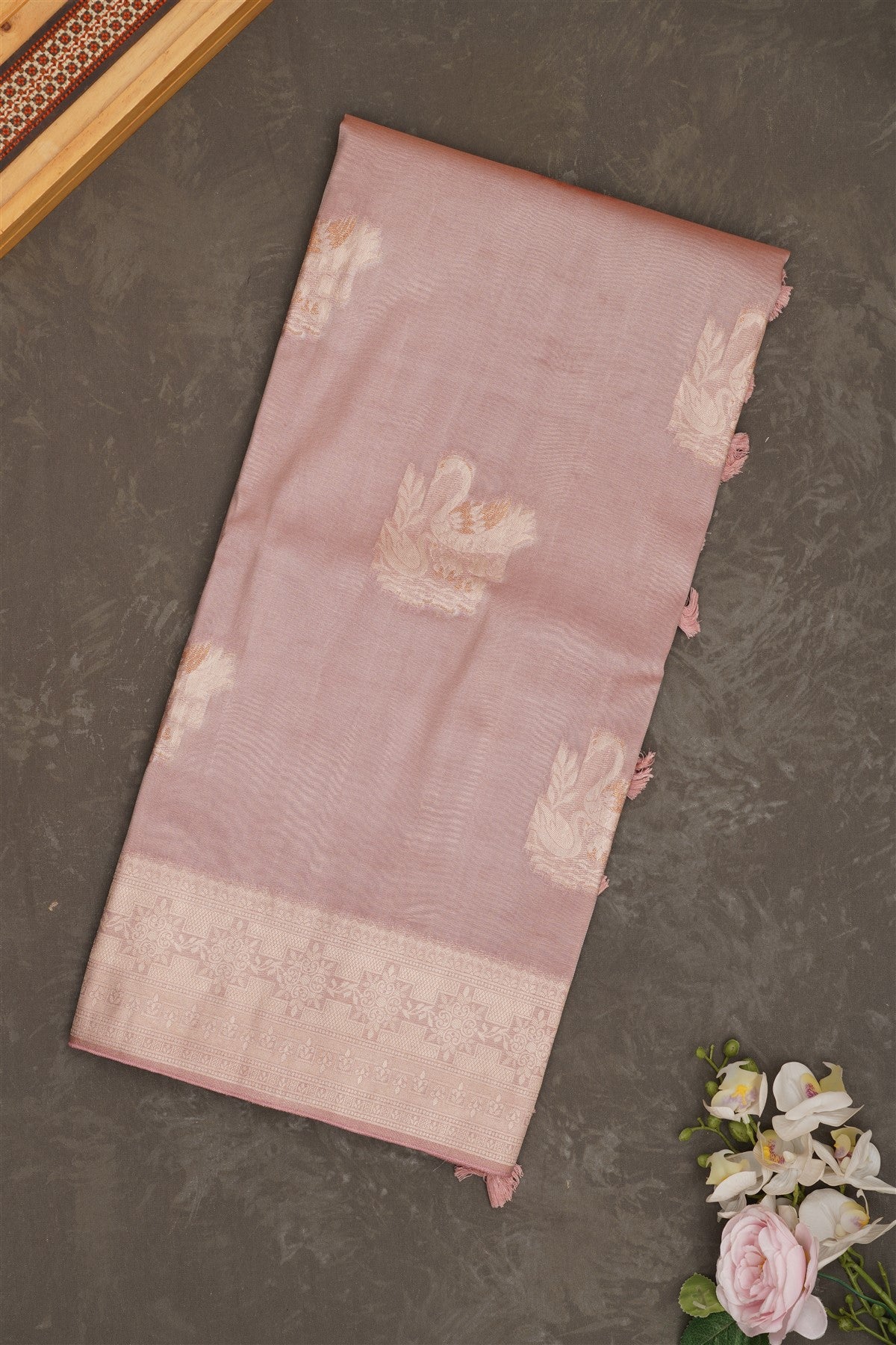 Banarasi Tissue Silk Rossy Brown Saree